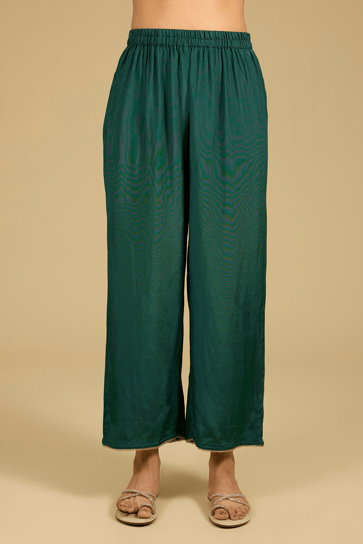 Amazon Green Dola Silk Printed & Bead Work Kurta Set