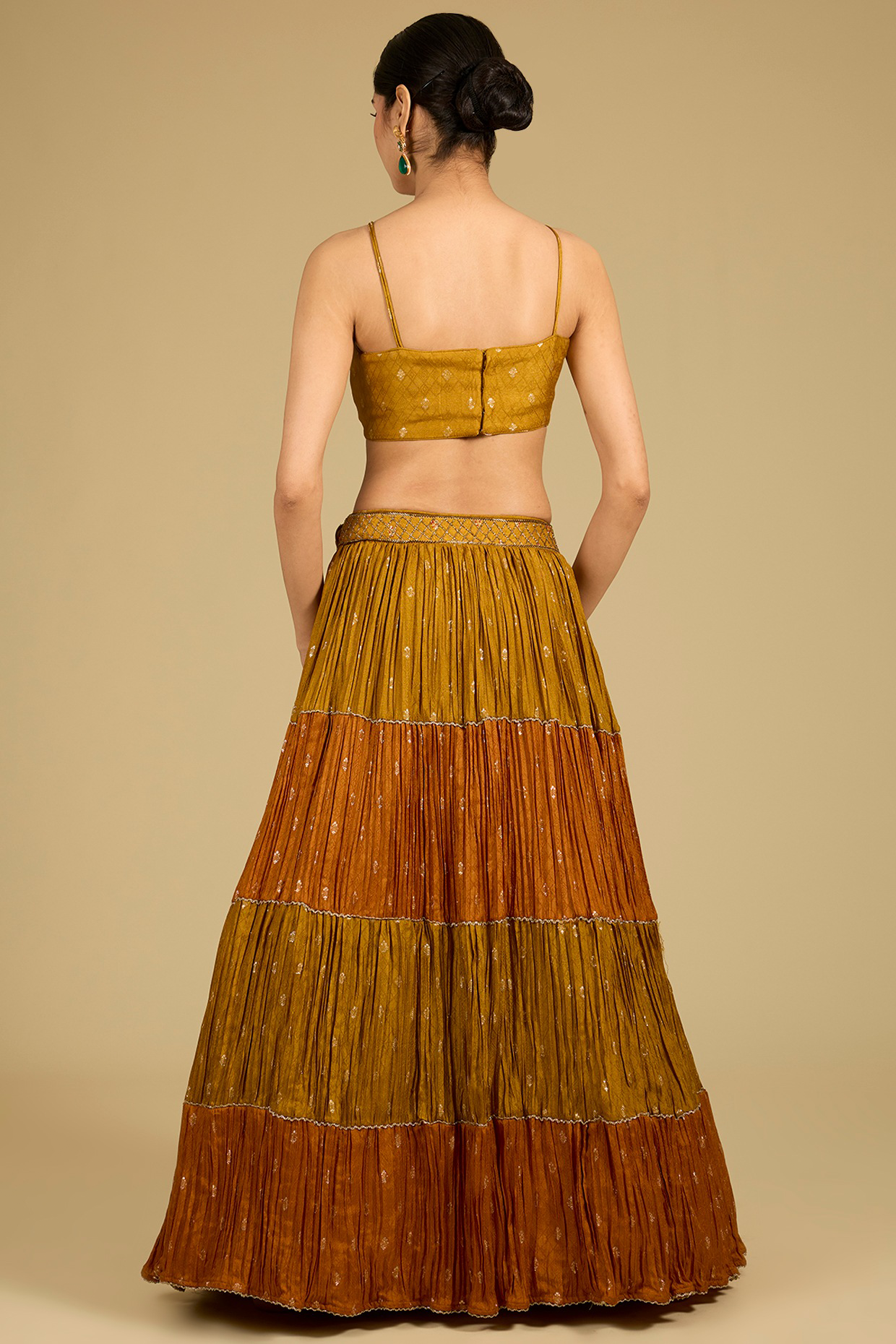 Mustard & Rust Dola Silk Skirt Set