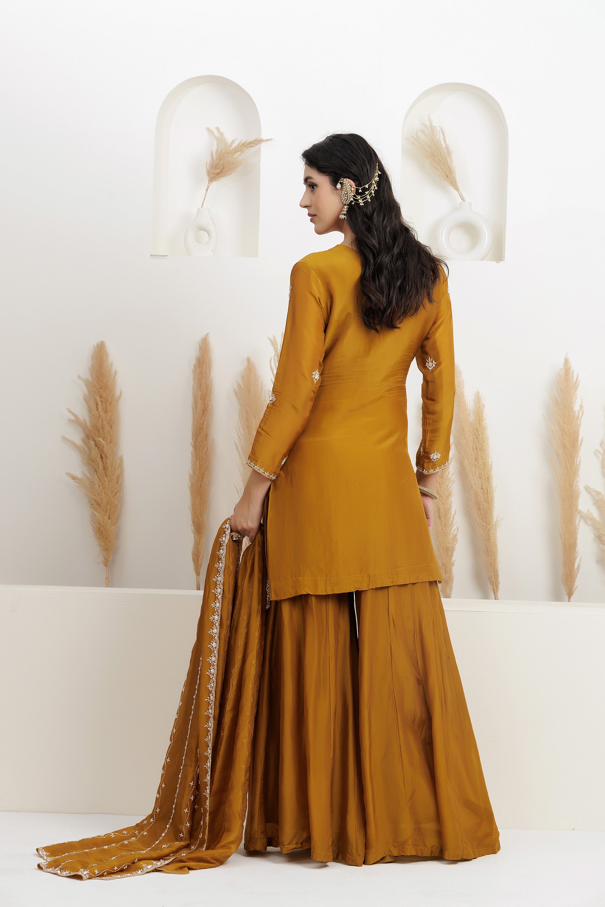 Mehendi Green Satin Silk Sharara Set