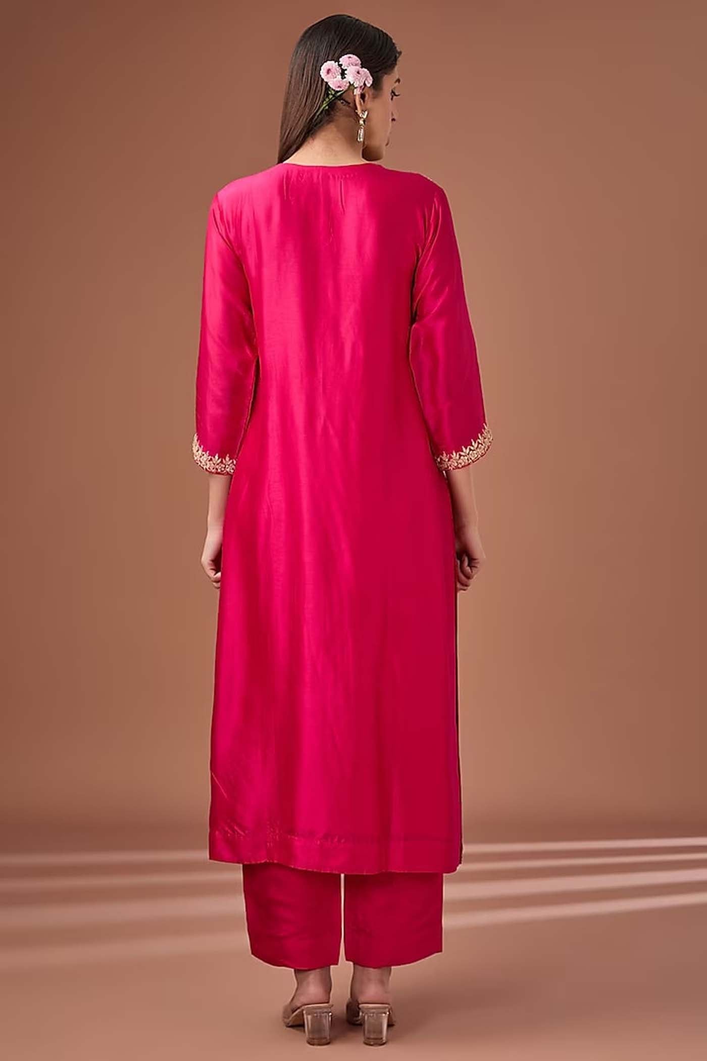 Red Straight Suit with Pants and Dupatta