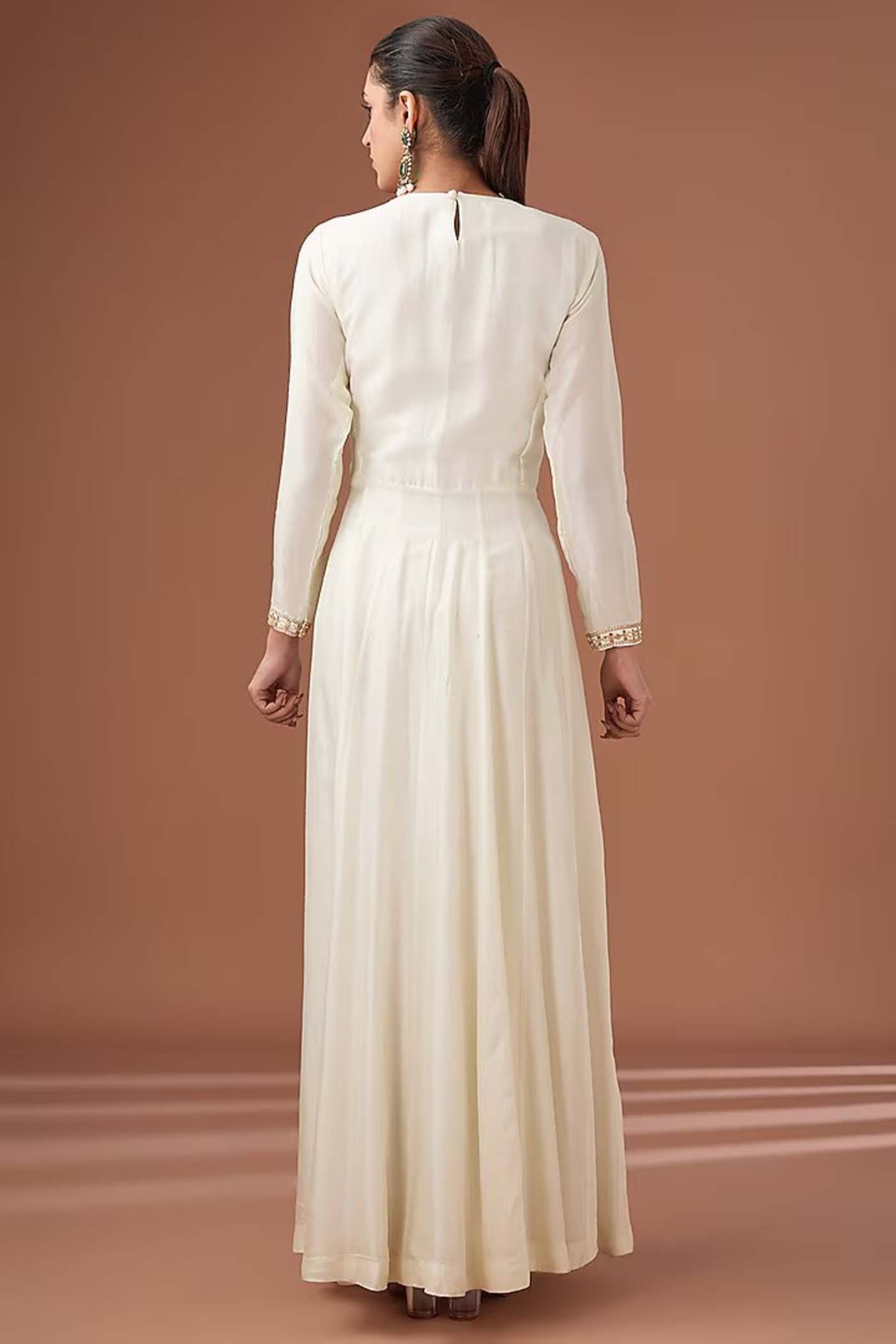 White Anarkali Suit with Organza Dupatta (RTS)