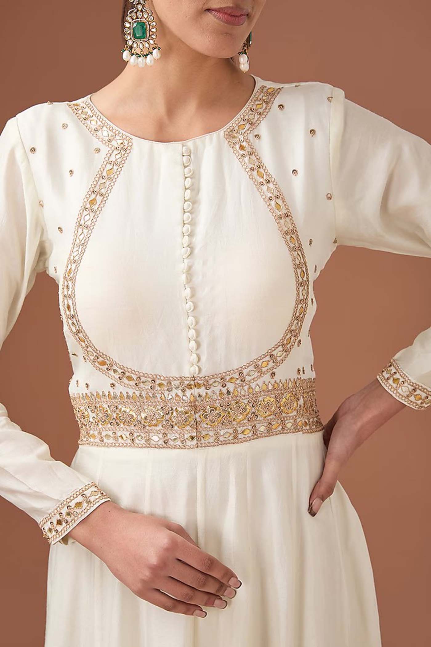 White Anarkali Suit with Organza Dupatta (RTS)