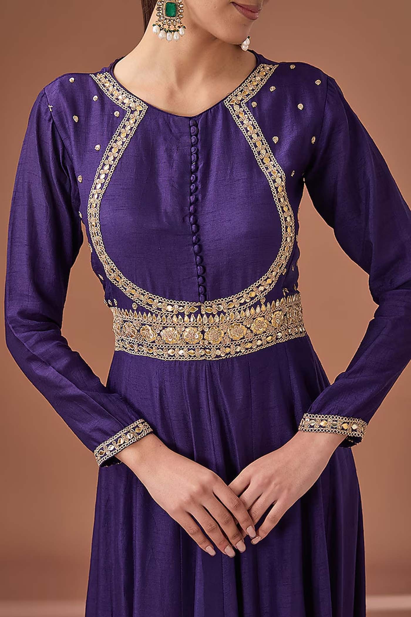 Purple Anarkali Suit with Organza Dupatta