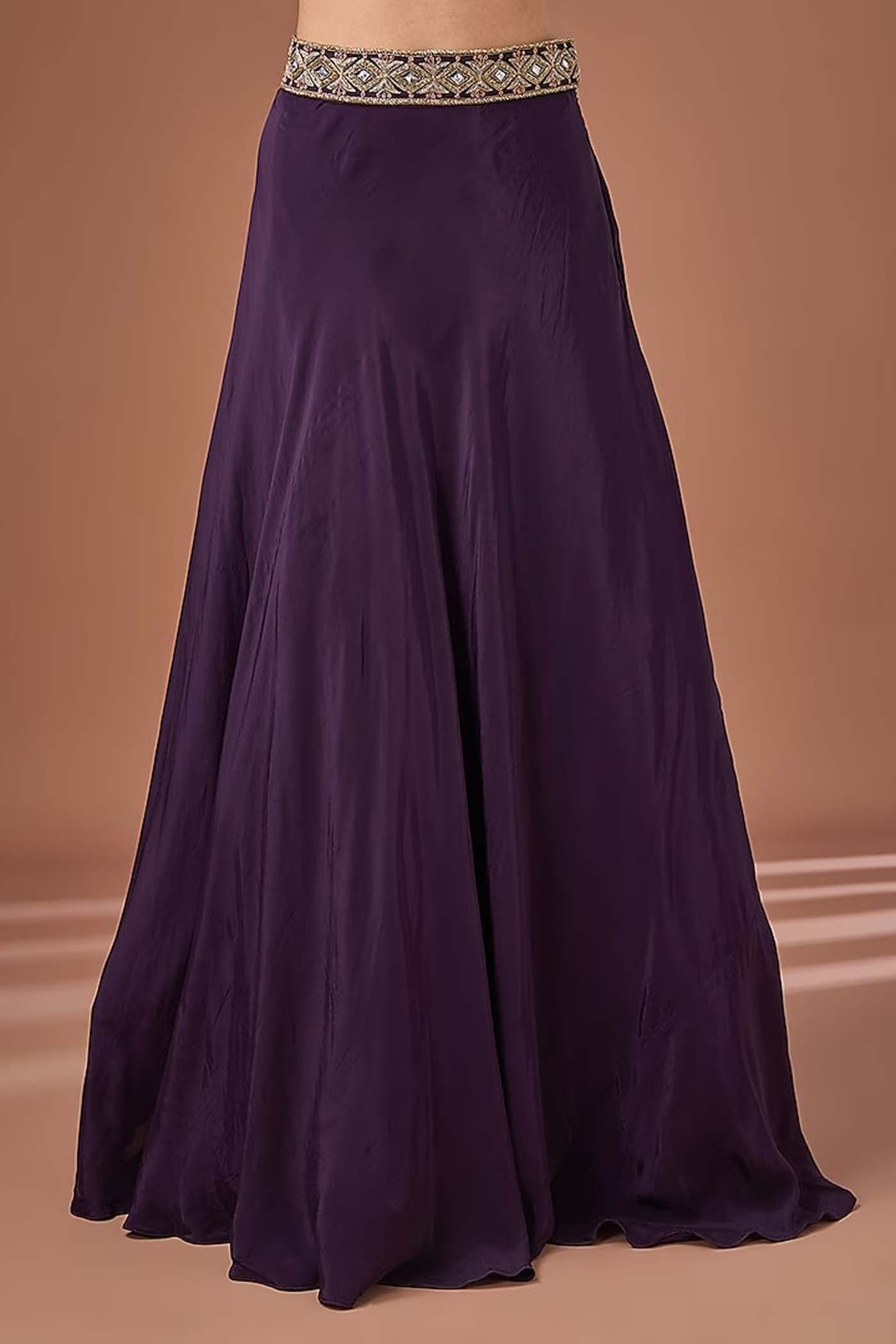 Purple Blouse with Lehenga and Dupatta