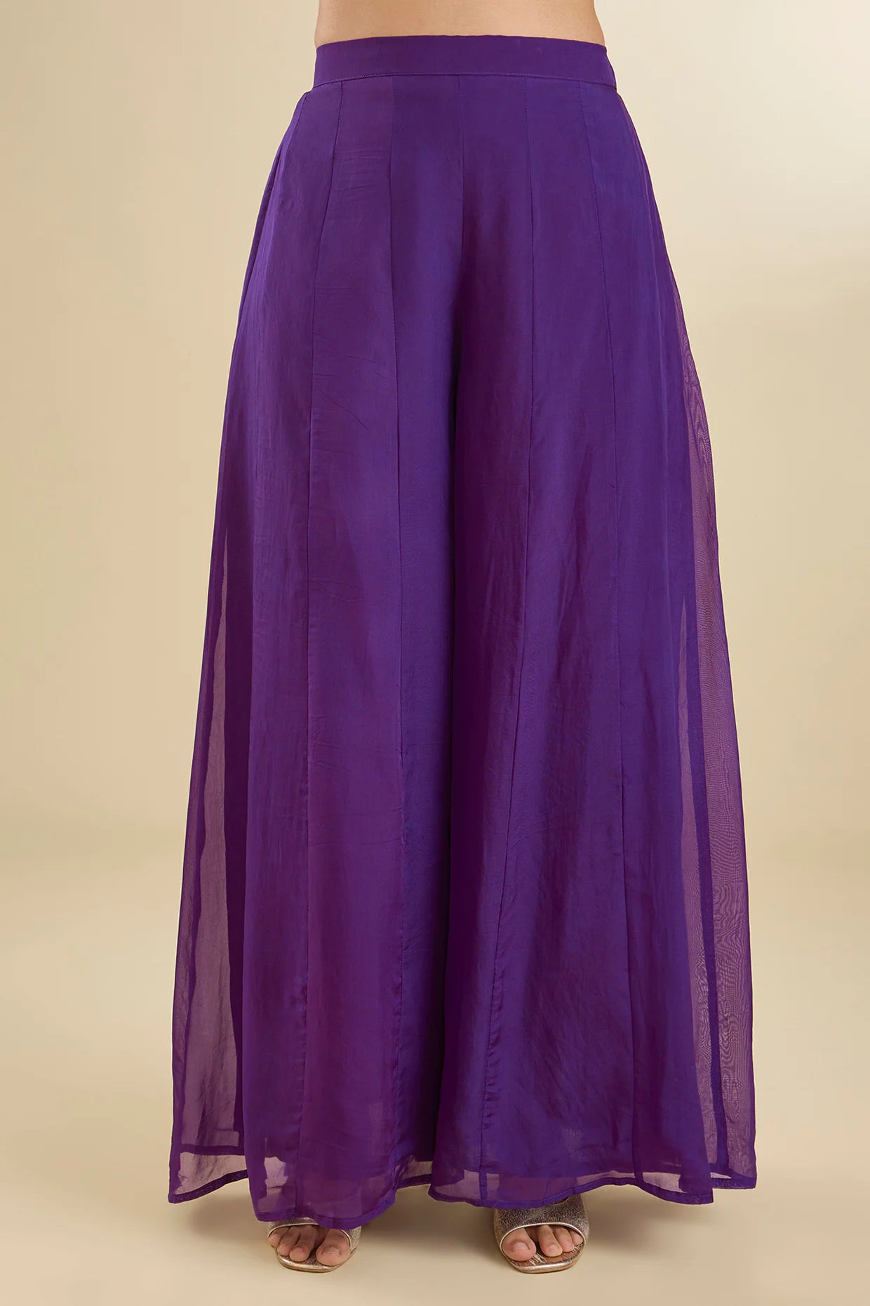 Purple Organza Silk Sharara Set