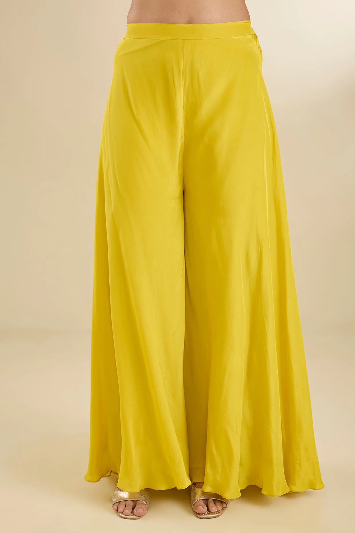 Yellow Chanderi Silk Sequins & Floral Embroidered Kurta Set