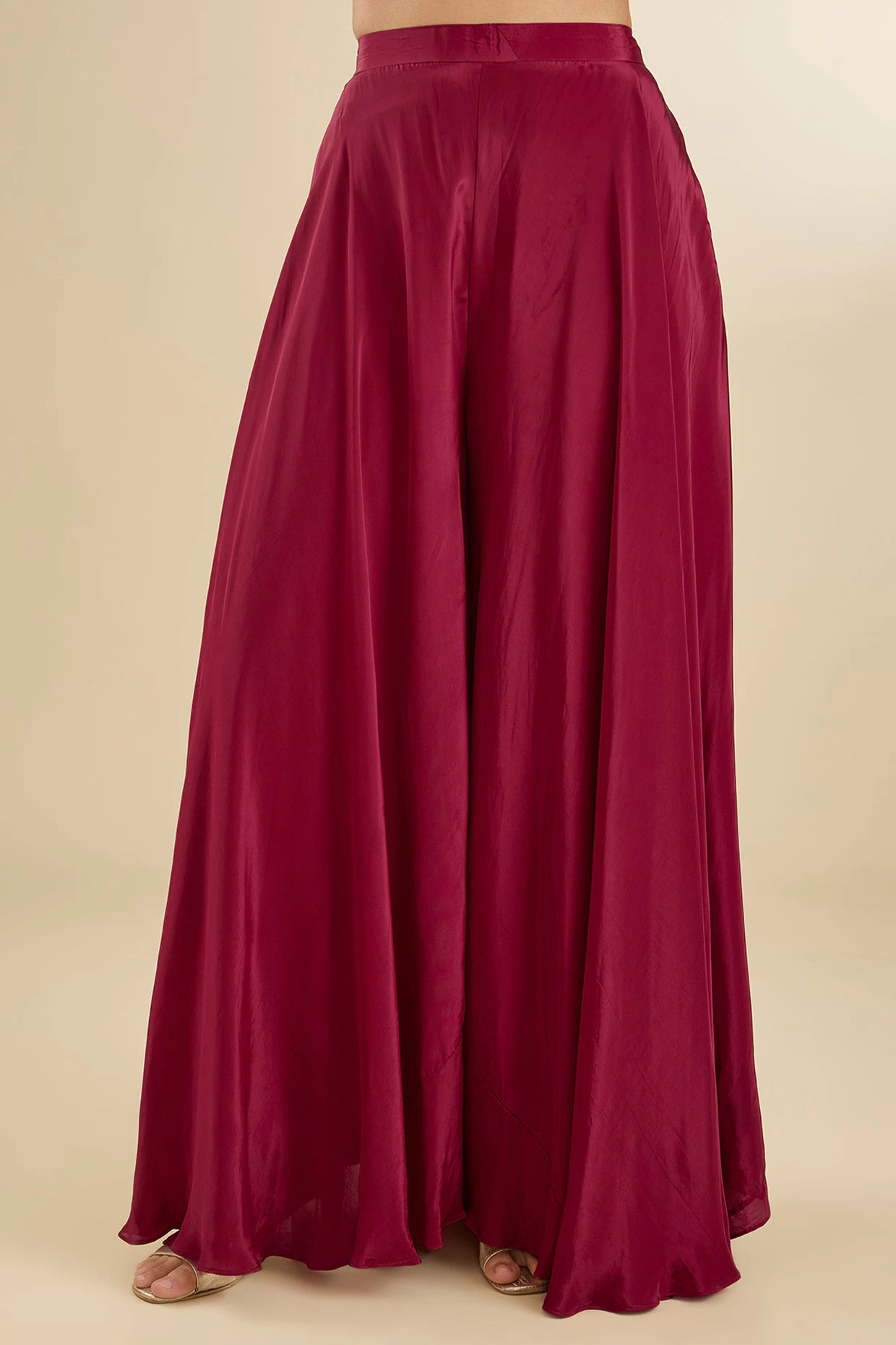 Maroon Chanderi Silk Pearl & Zari Embroidered Kurta Set