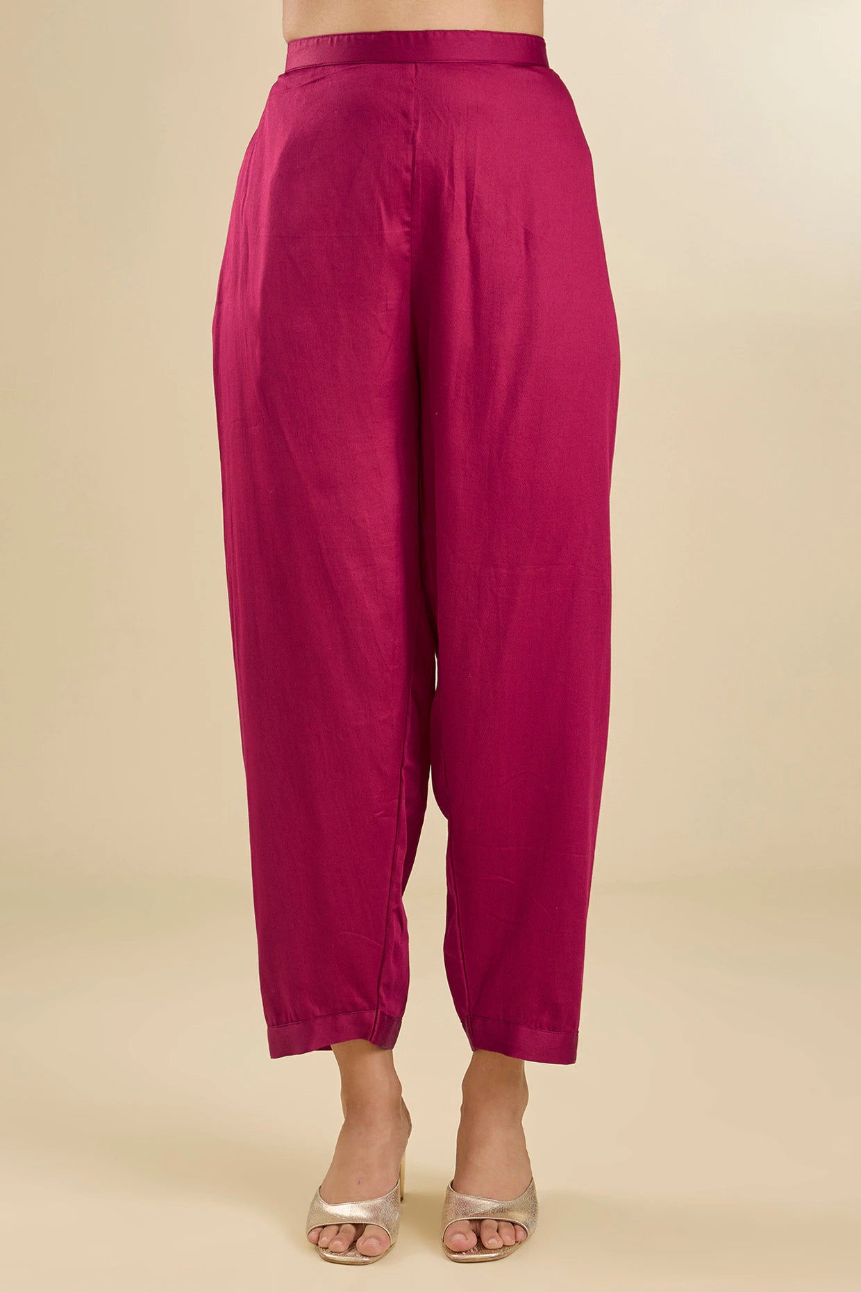 Maroon Chanderi Silk Dabka & Zari Embroidered Kurta Set