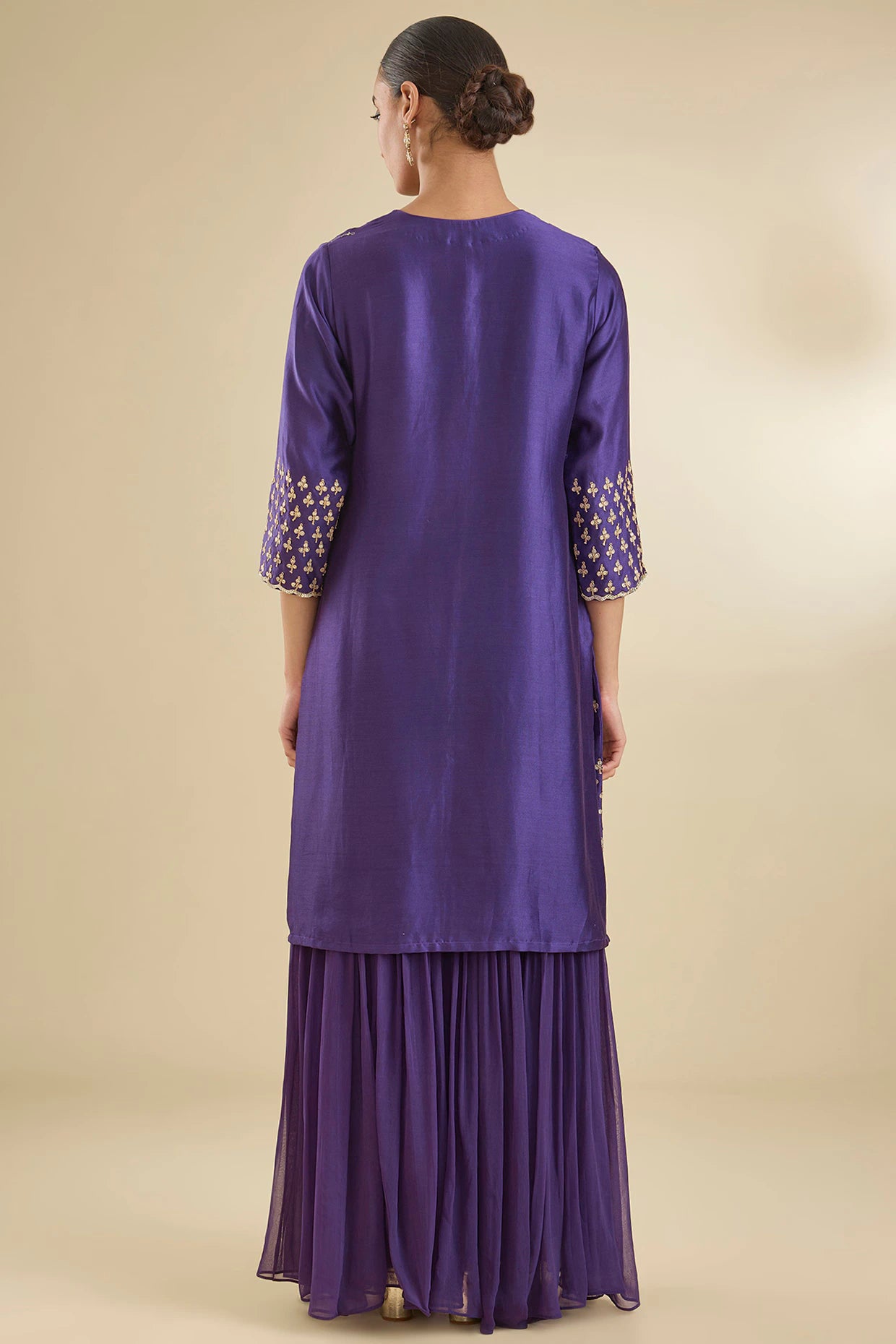 Purple Georgette Sharara Set