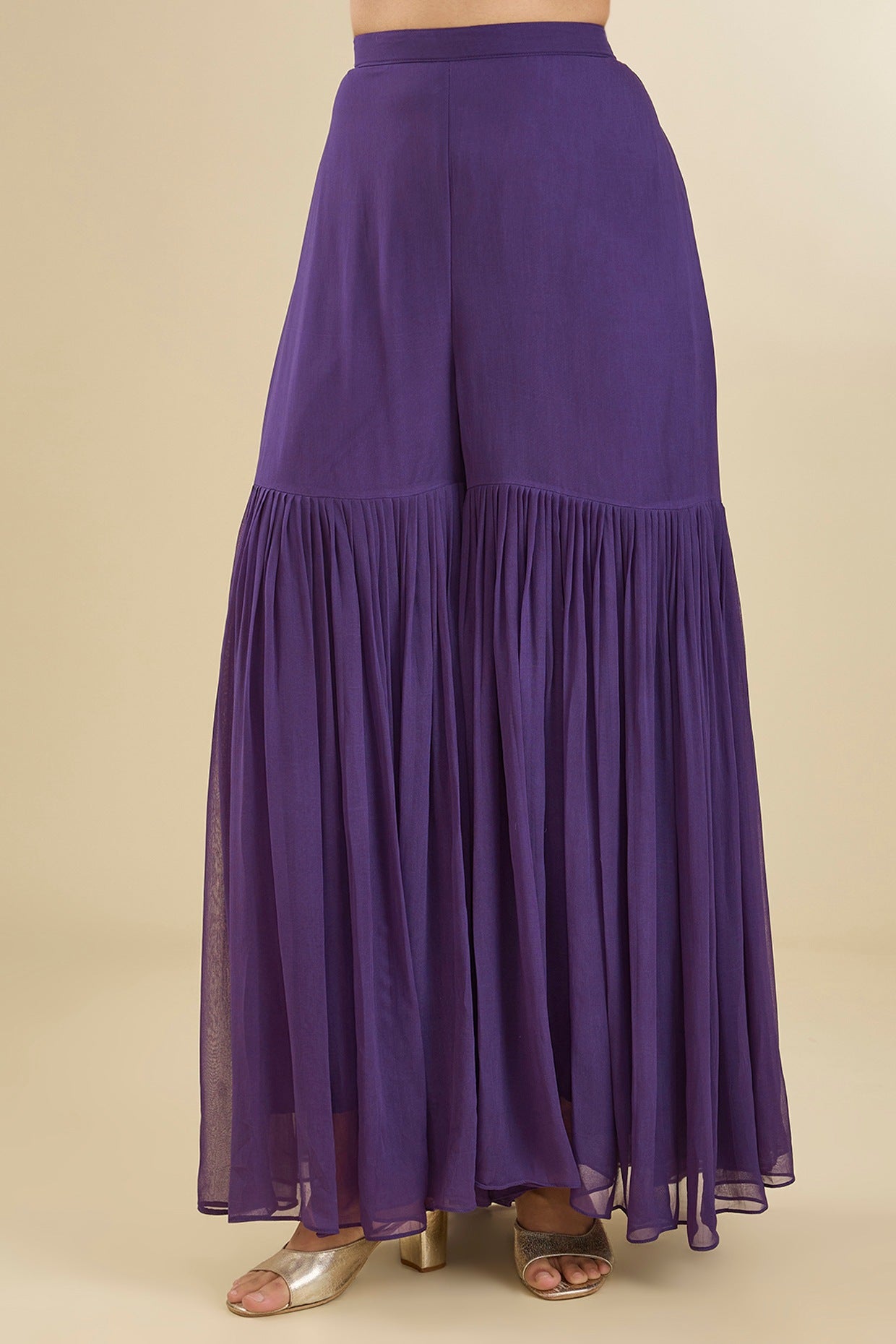 Purple Georgette Sharara Set
