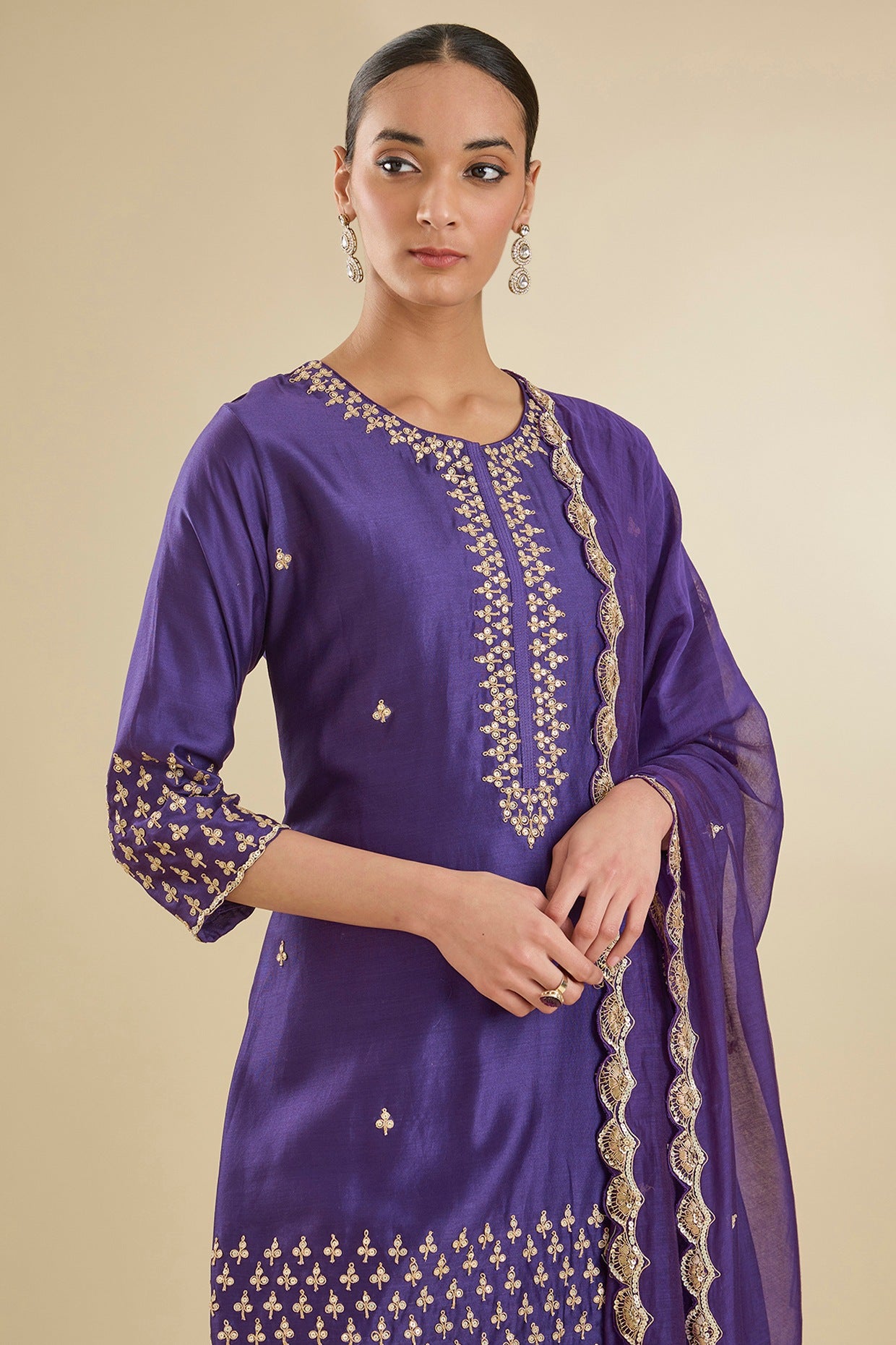 Purple Georgette Sharara Set
