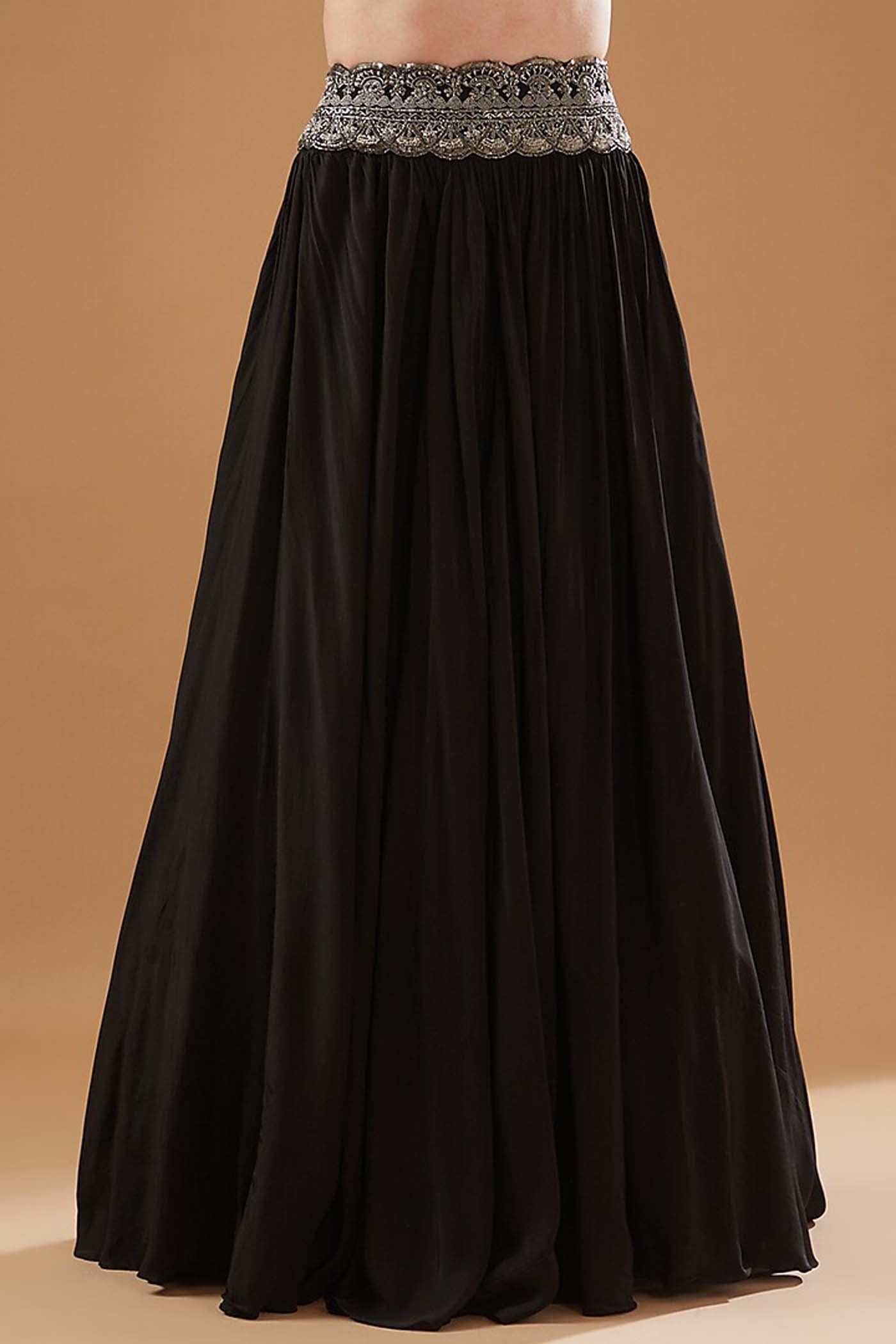 Black Crop-top with Skirt Set