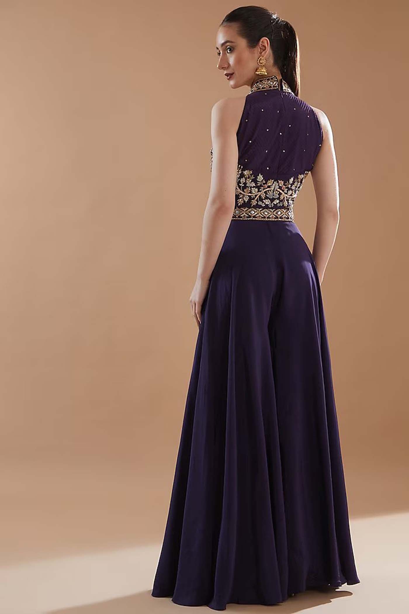 Purple Blouse with Sharara and Dupatta