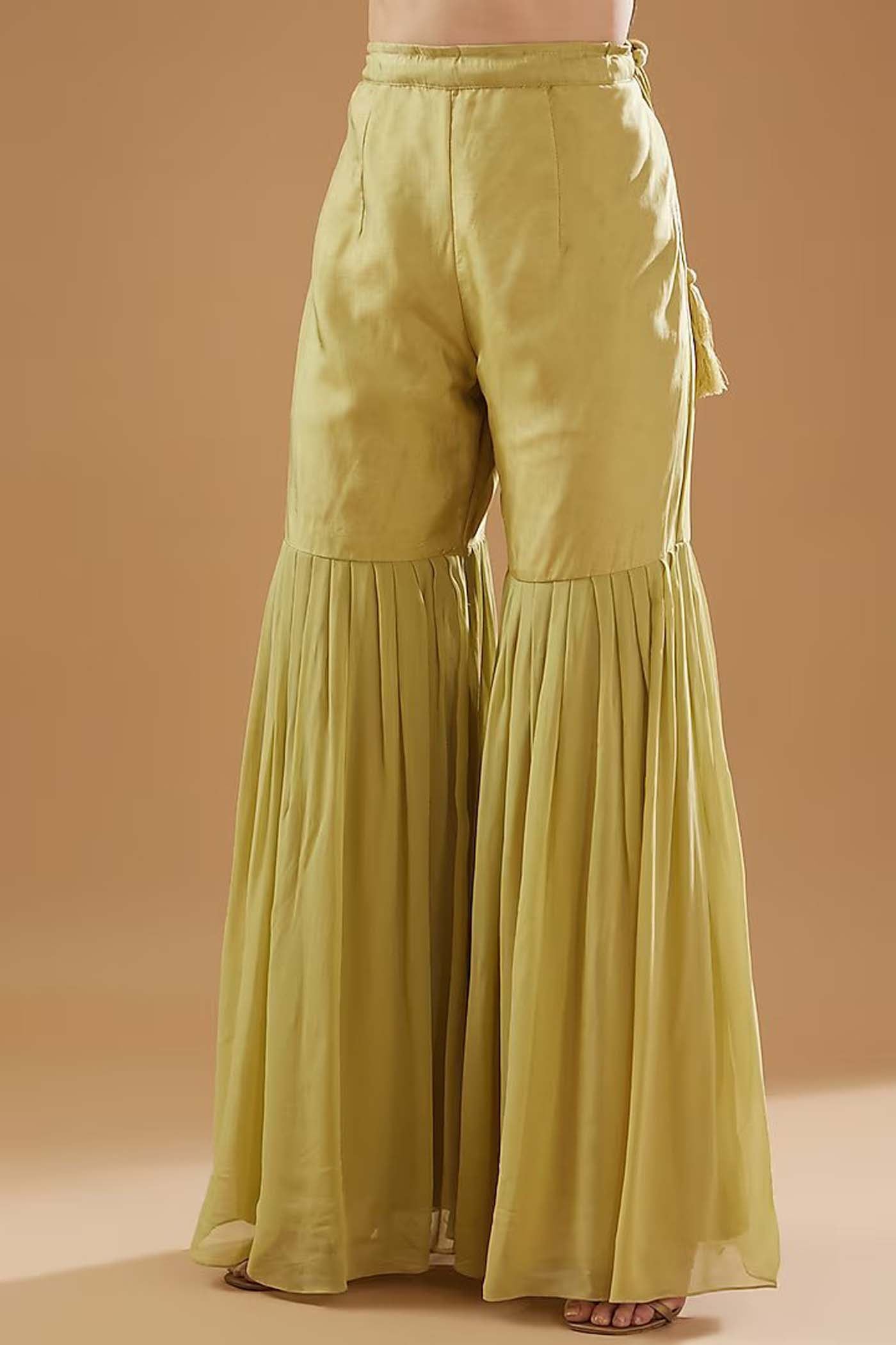 Green Straight Suit with Sharara and Dupatta