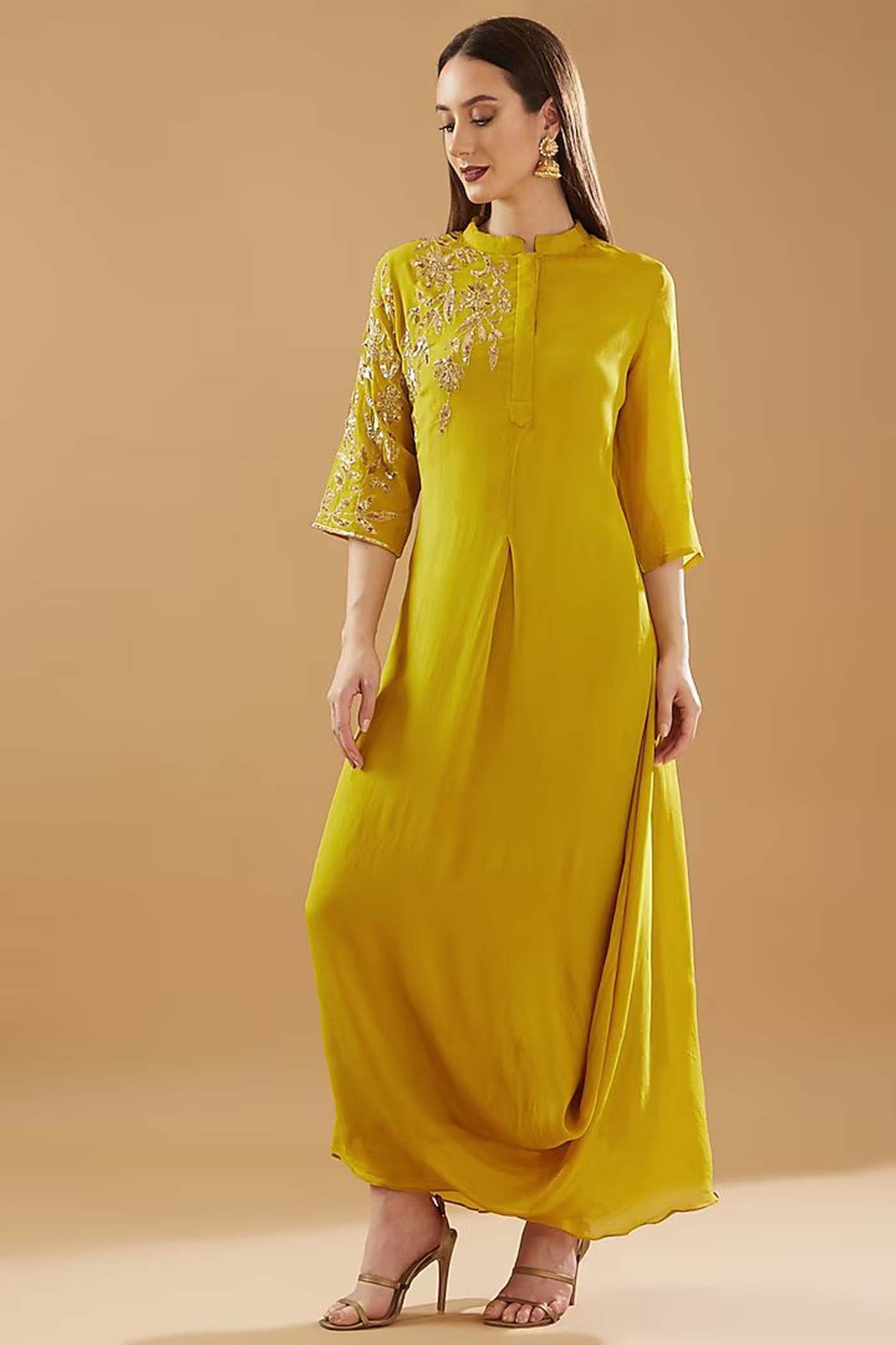 mustard green dress Green Mustard Fashion Chinese Dress for Women