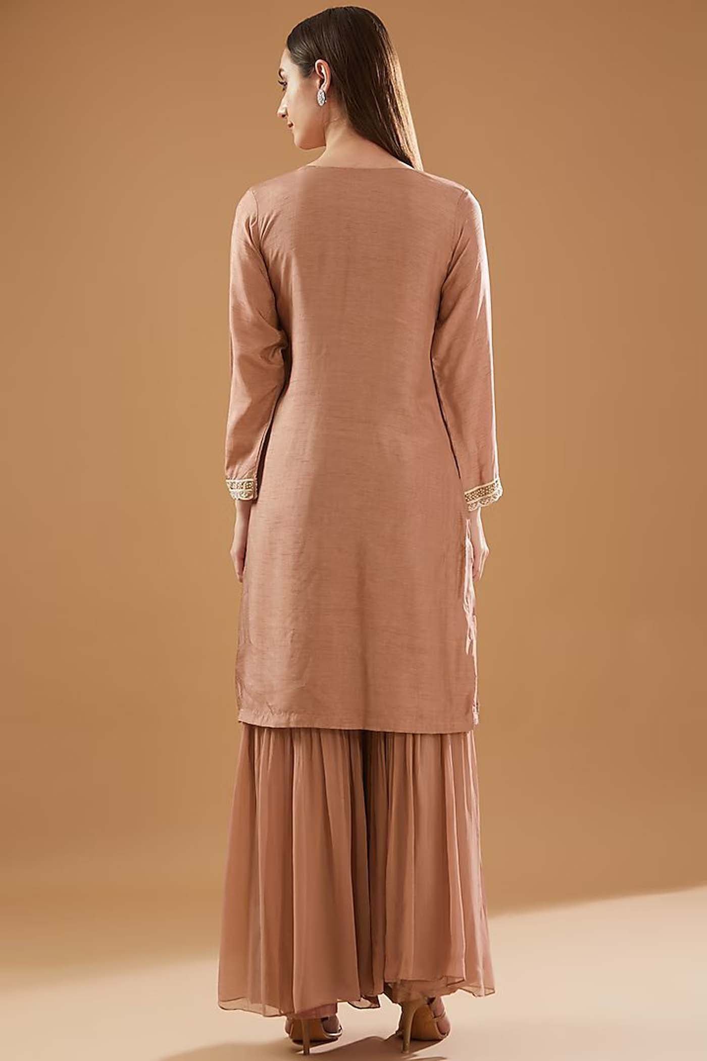 Onion Pink Straight Floral Suit with pants and Dupatta set