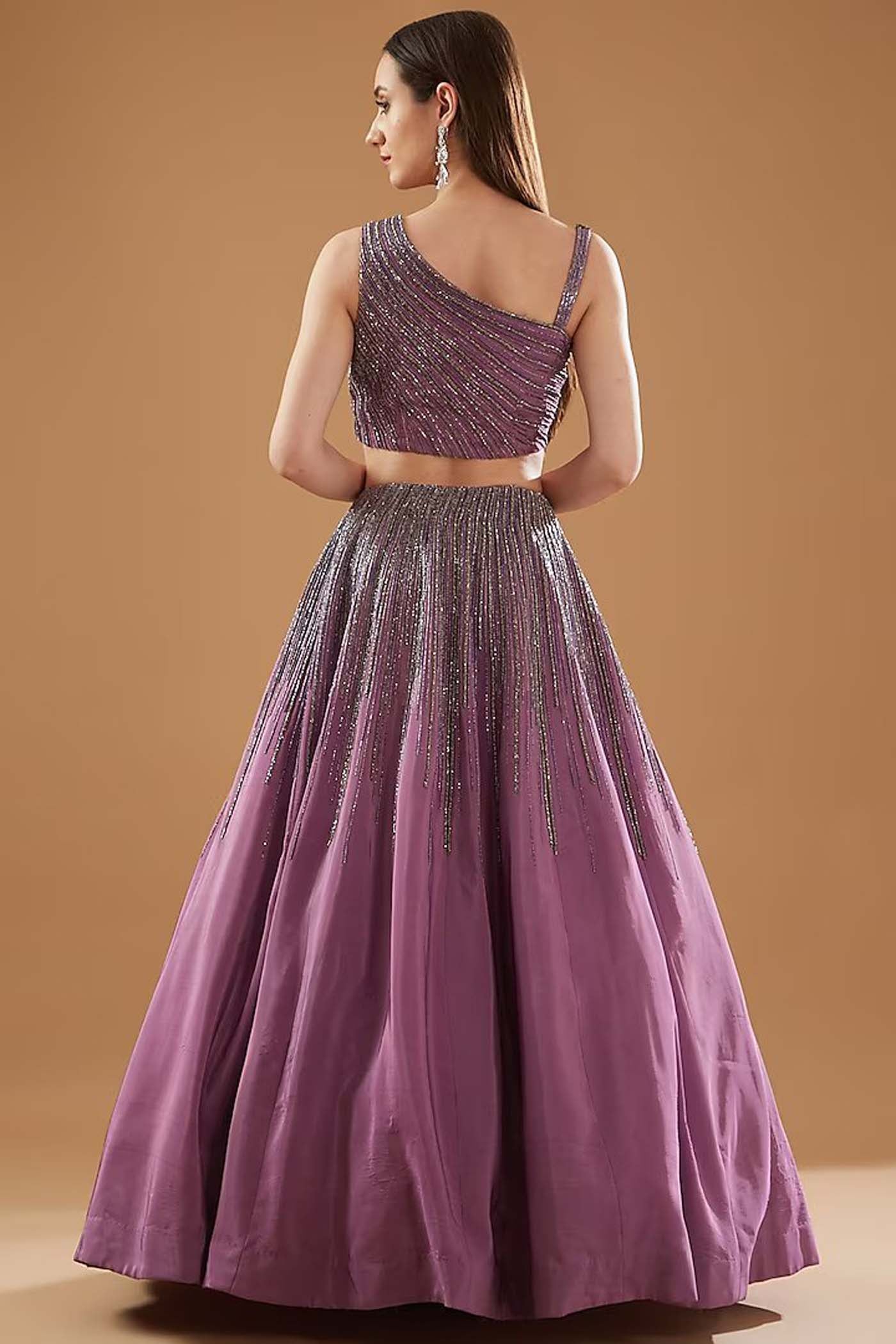 Deep Lilac Crop-Top Lehenga Set