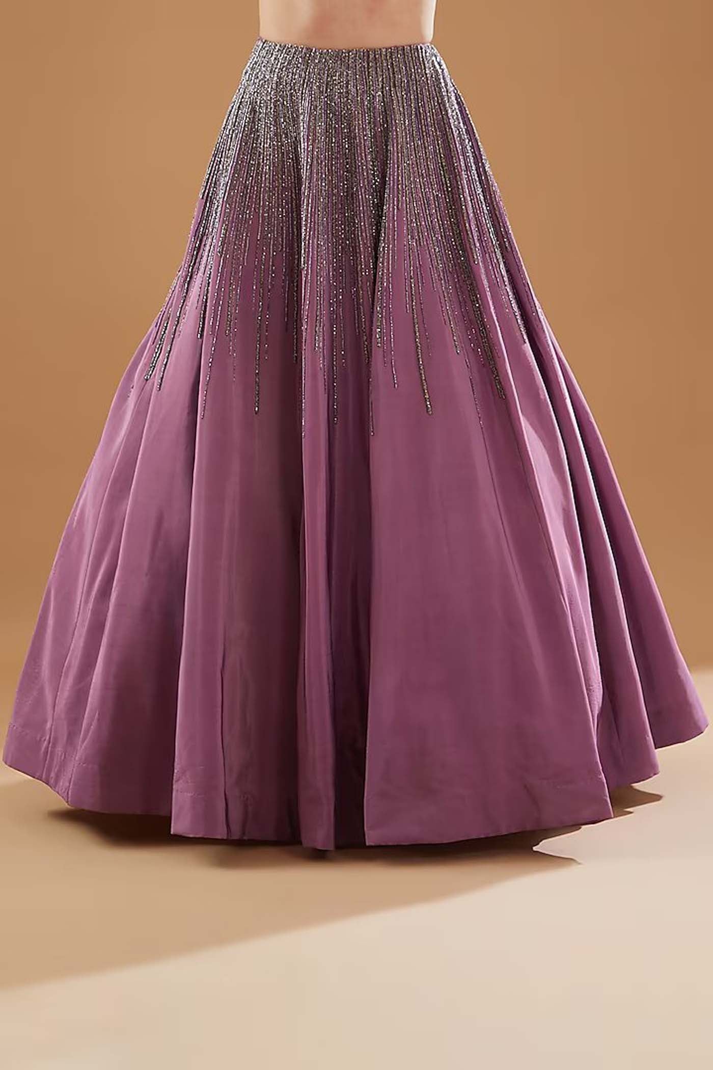 Deep Lilac Crop-Top Lehenga Set