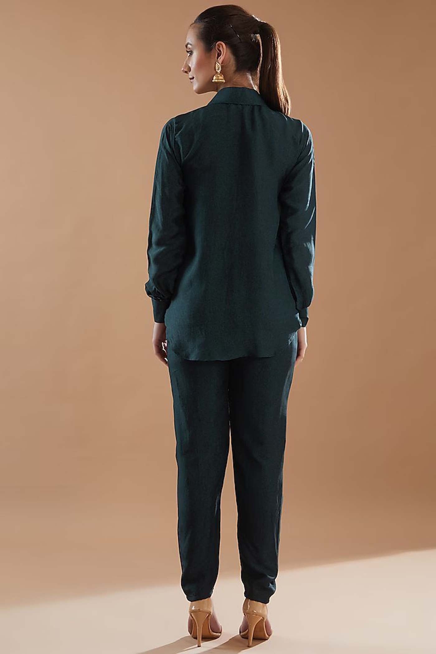 Bottle Green Cord with Pants Set