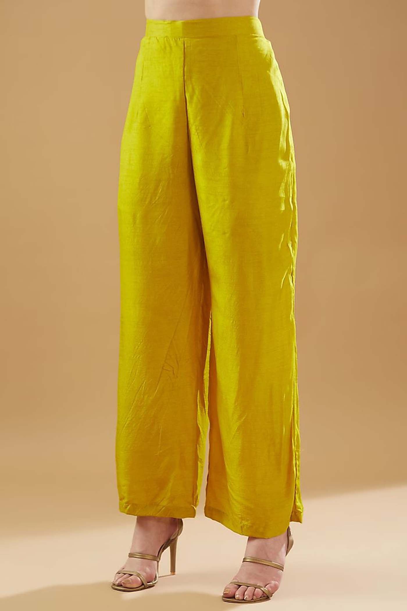Mustard Zari Embroidered Shirt with Palazzo and Dupatta