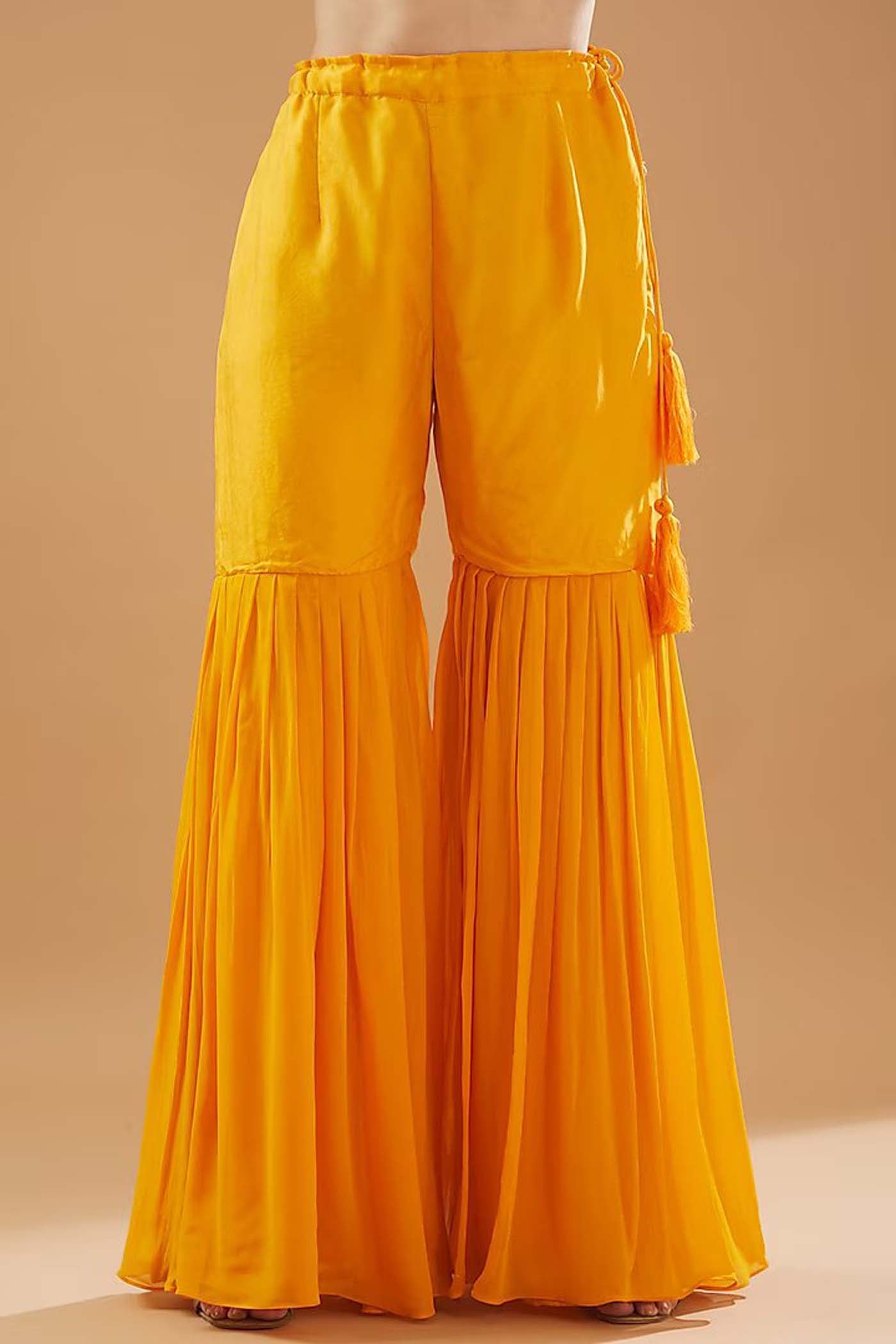 Orange Embroidered Shirt with Sharara and Dupatta