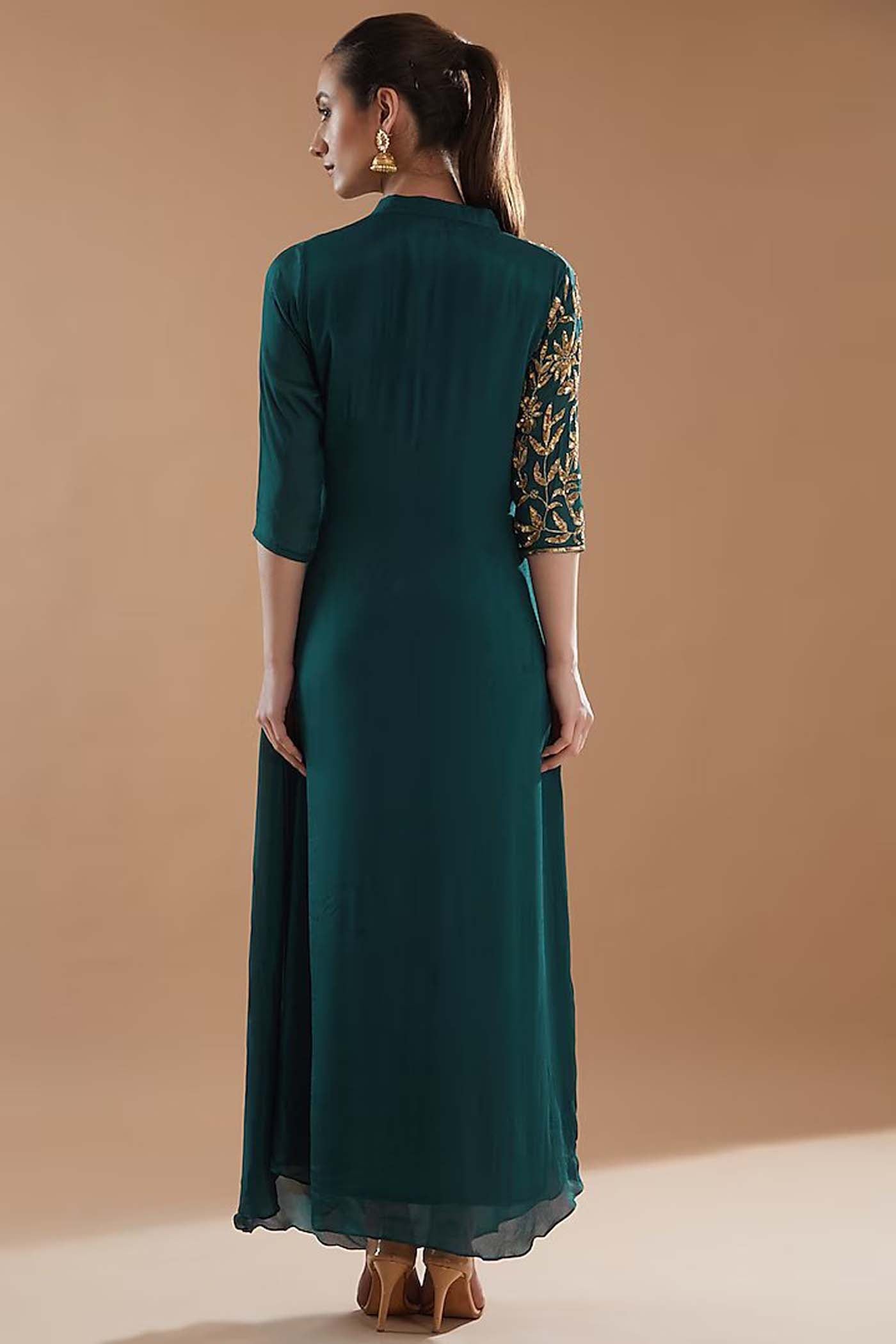 Bottle Green Cowl Drape Dress
