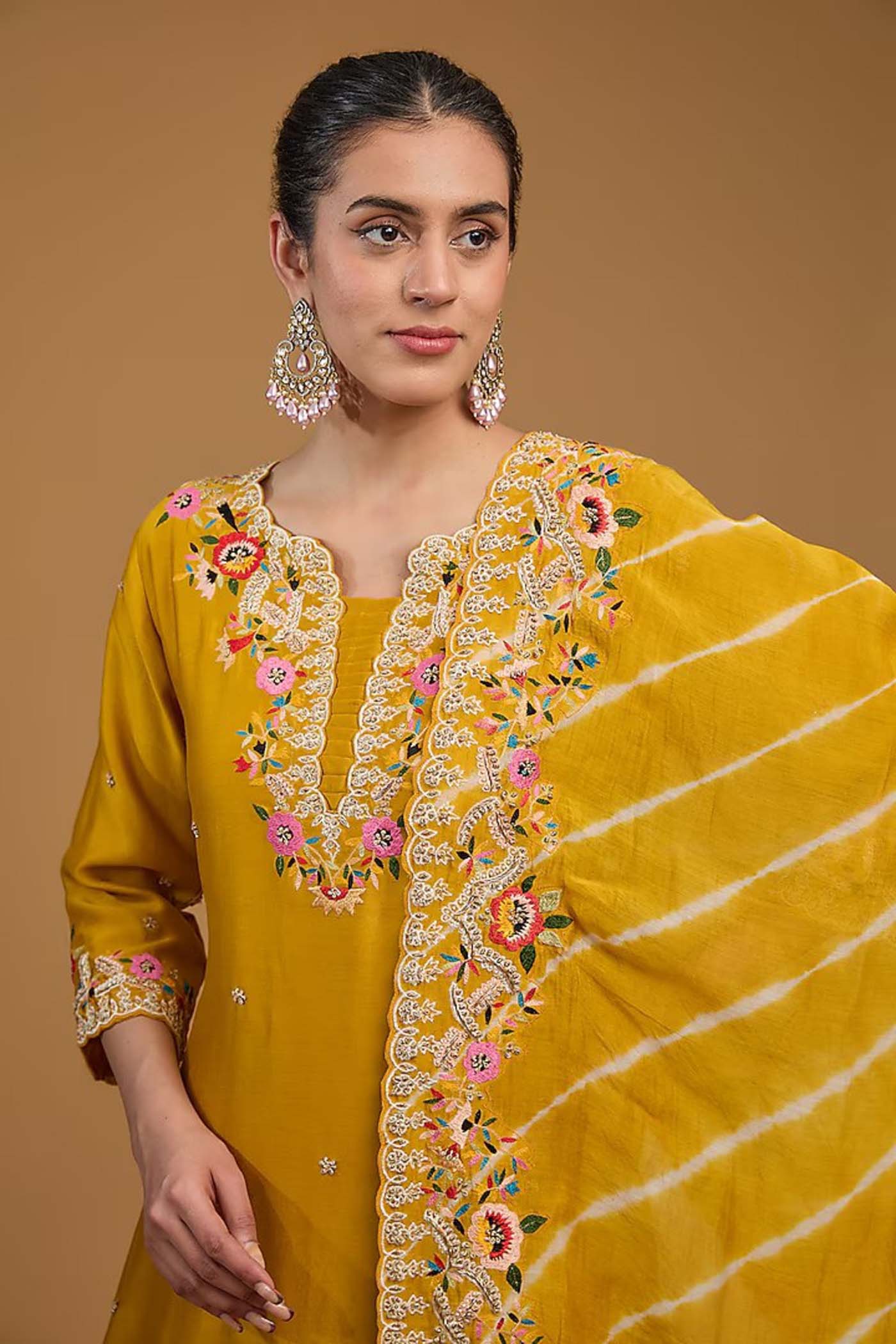 Mustard Suit with Sharara and Dupatta