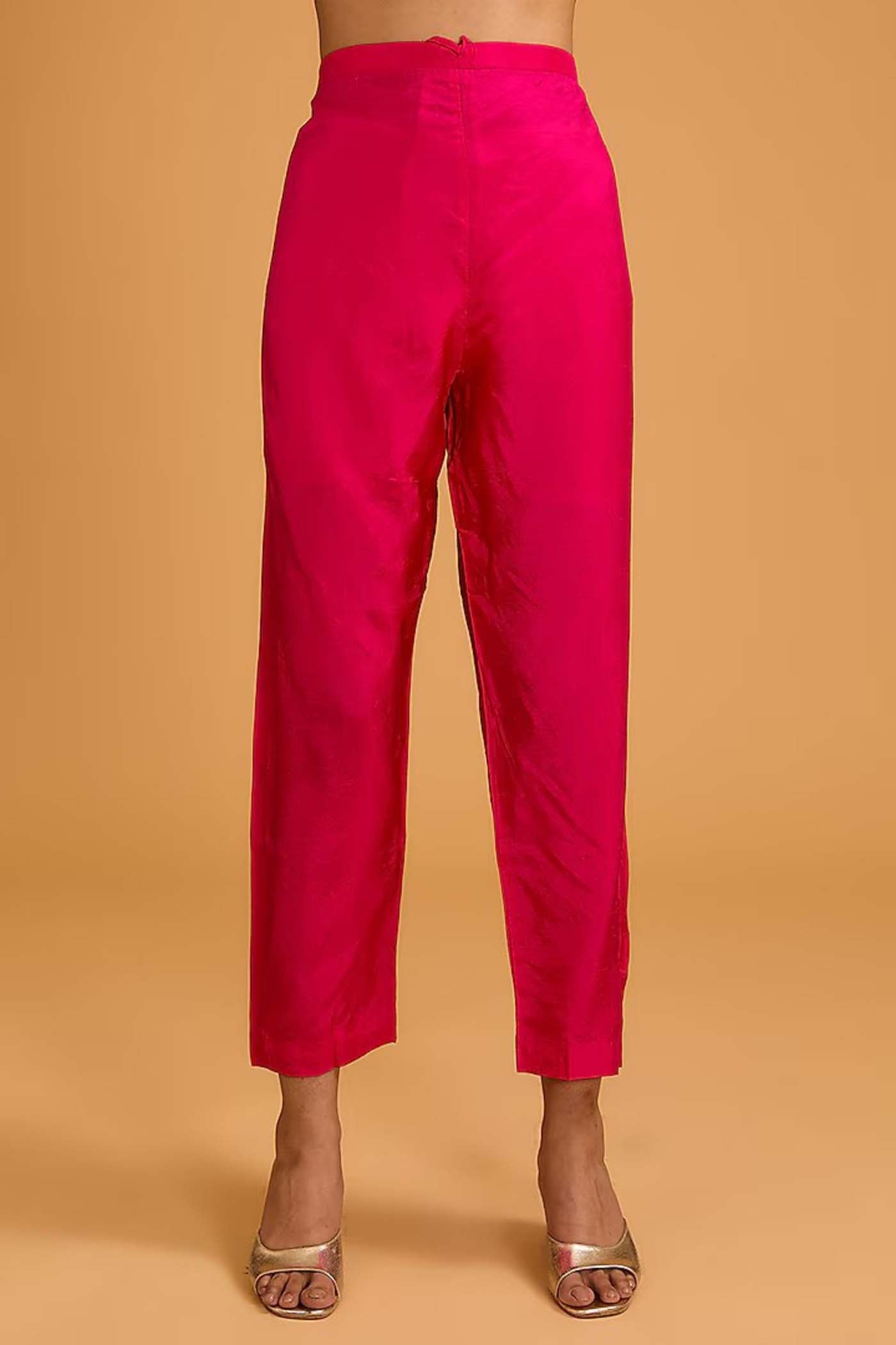 Fuchsia Pink Straight Suit with Pants and Dupatta