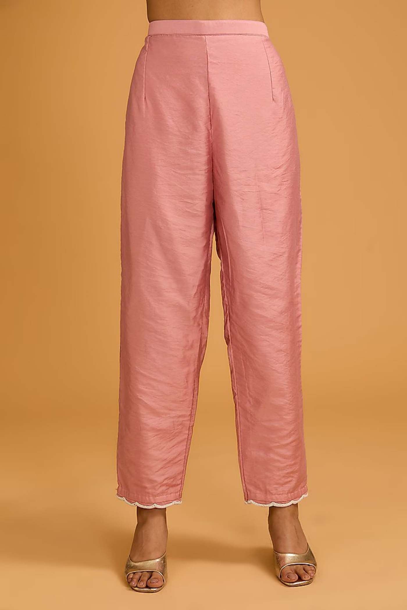 Onion Pink Straight Suit with Pants and Dupatta