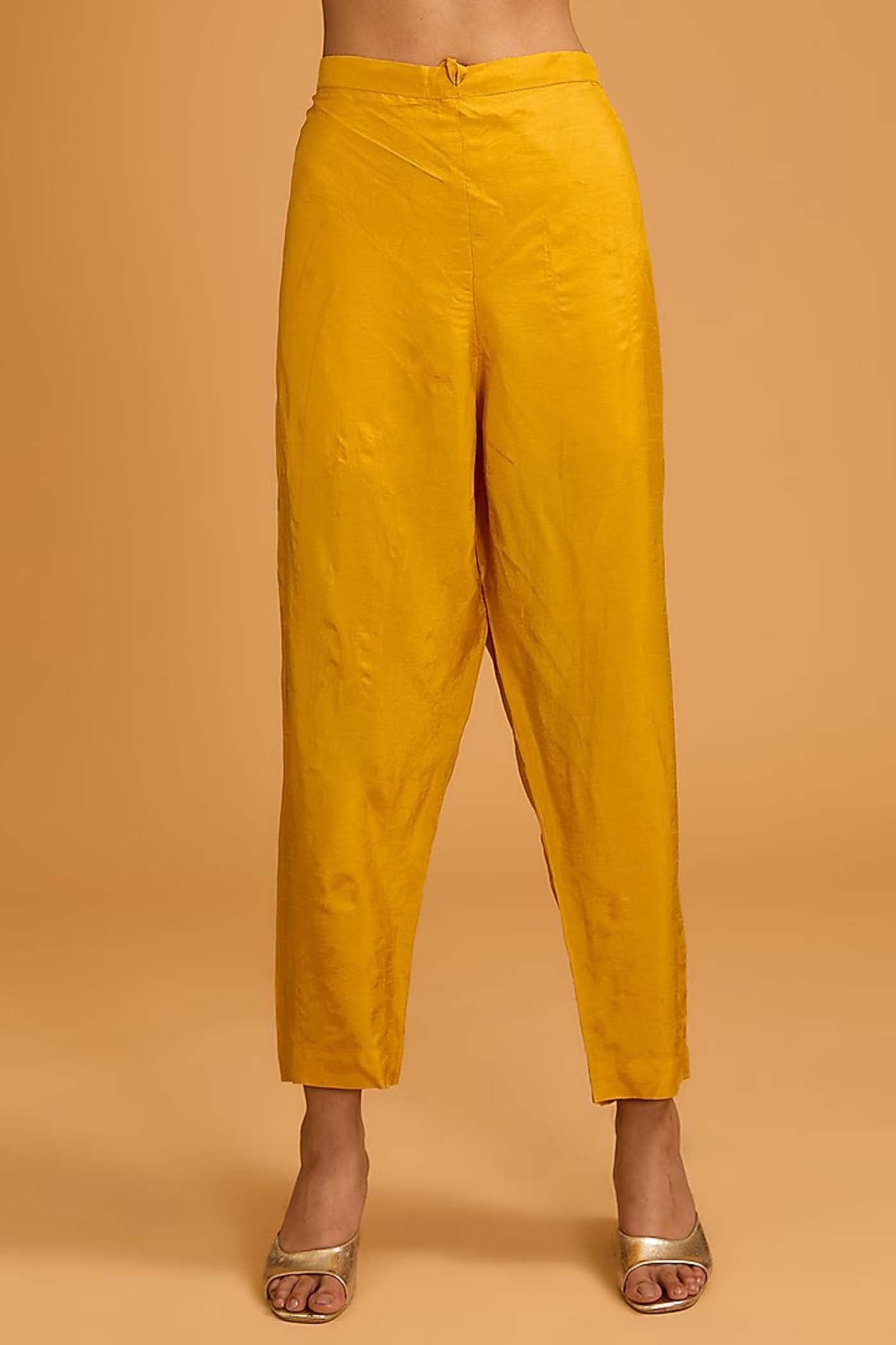 Mustard Yellow Straight Suit with Pants and Dupatta