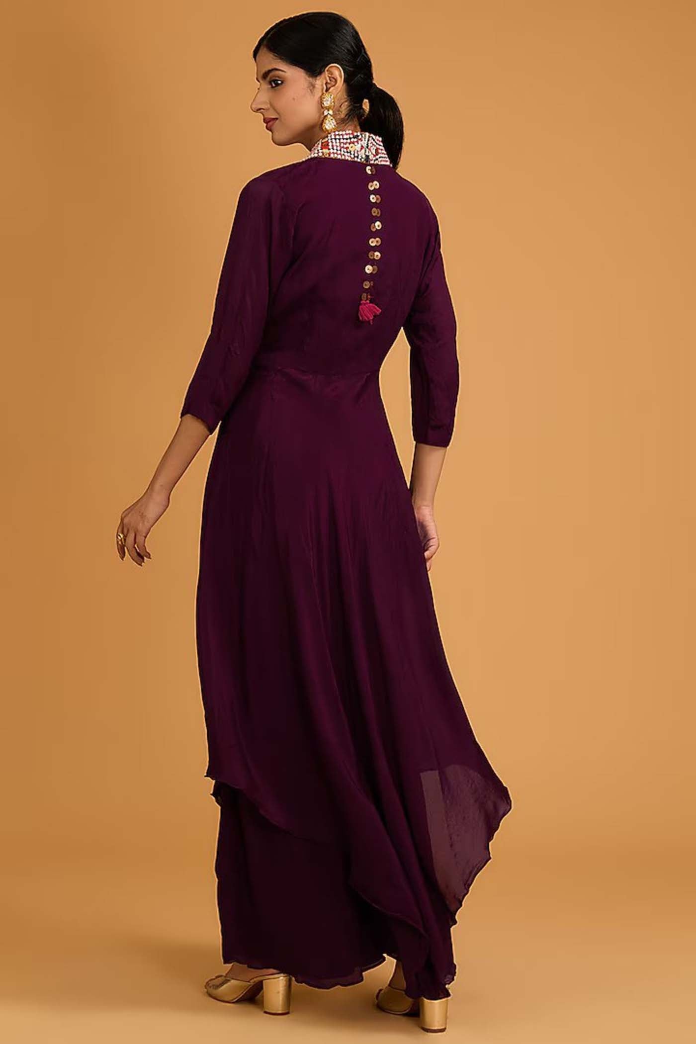 Wine Crop-Top with Jacket Set