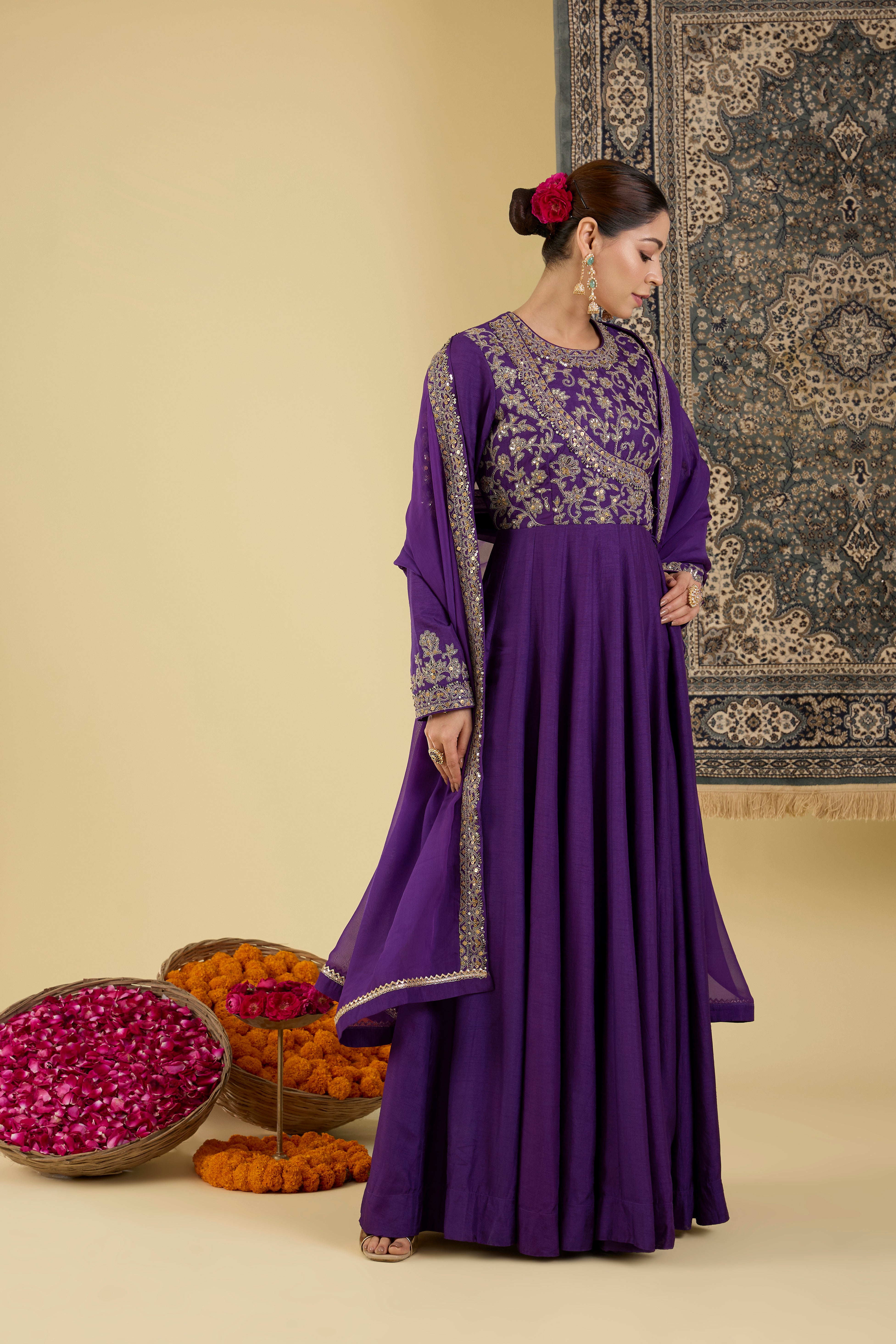 Royal Purple Embroidered Anarkali