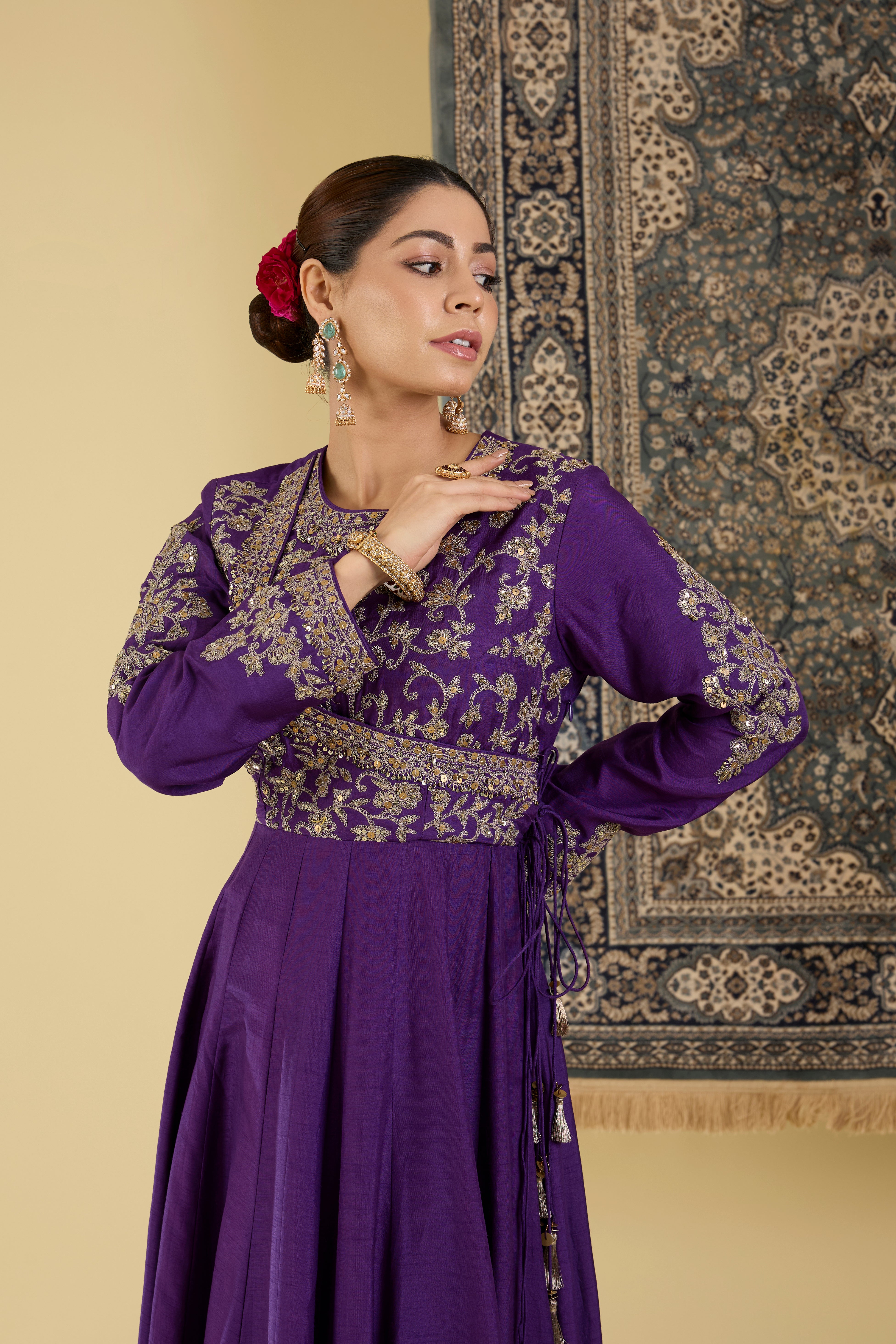 Royal Purple Embroidered Anarkali