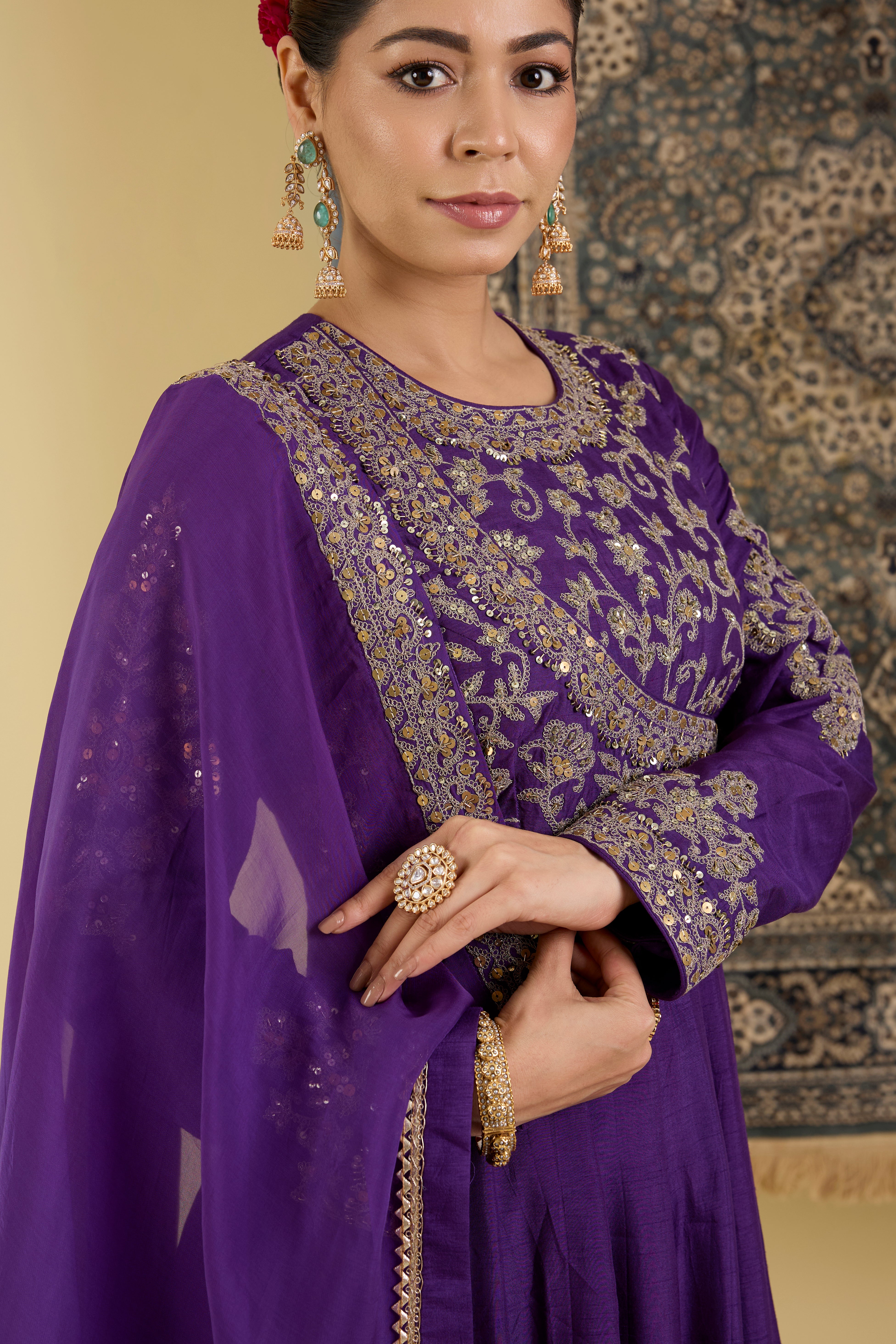 Royal Purple Embroidered Anarkali