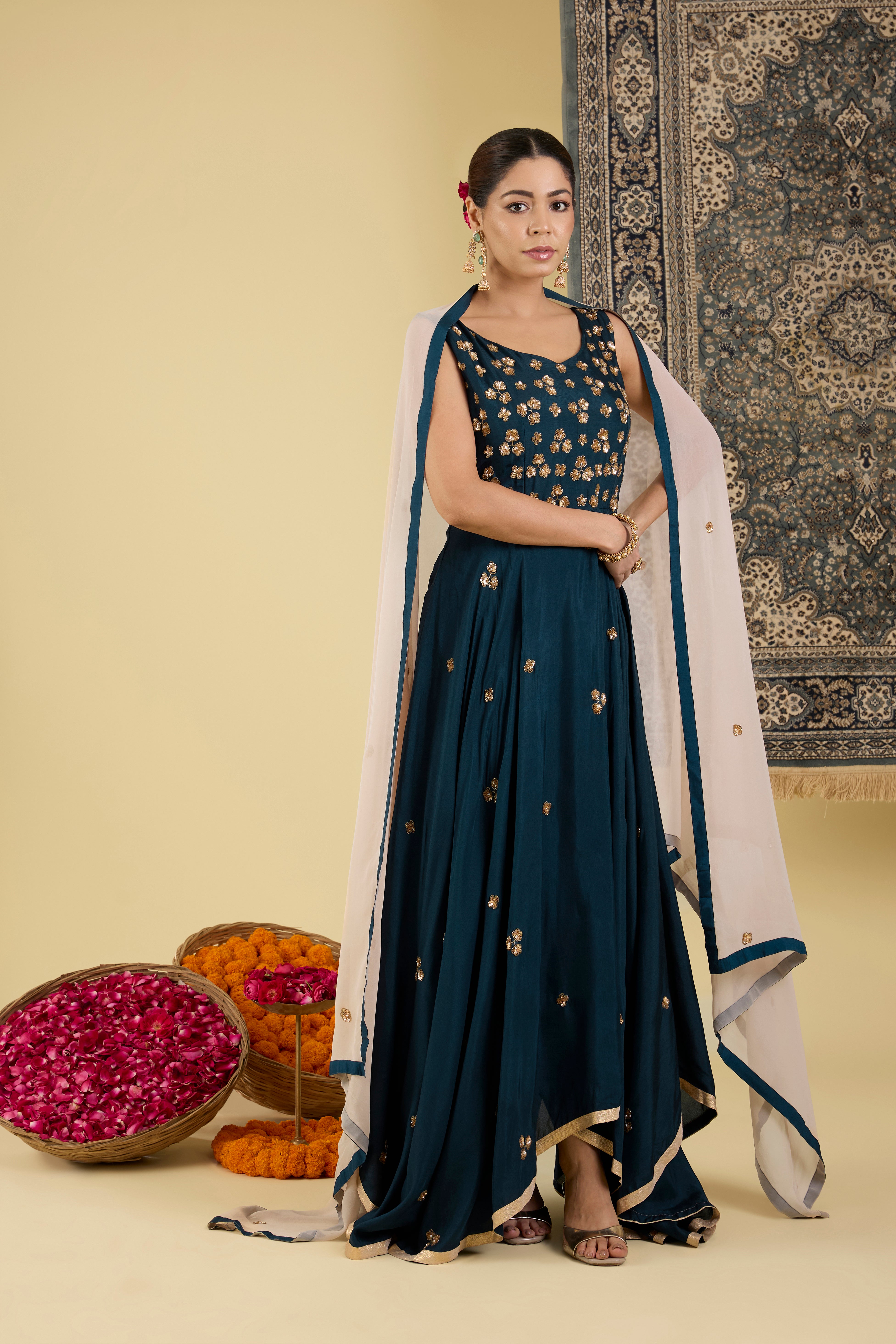 Midnight Bloom Anarkali Set