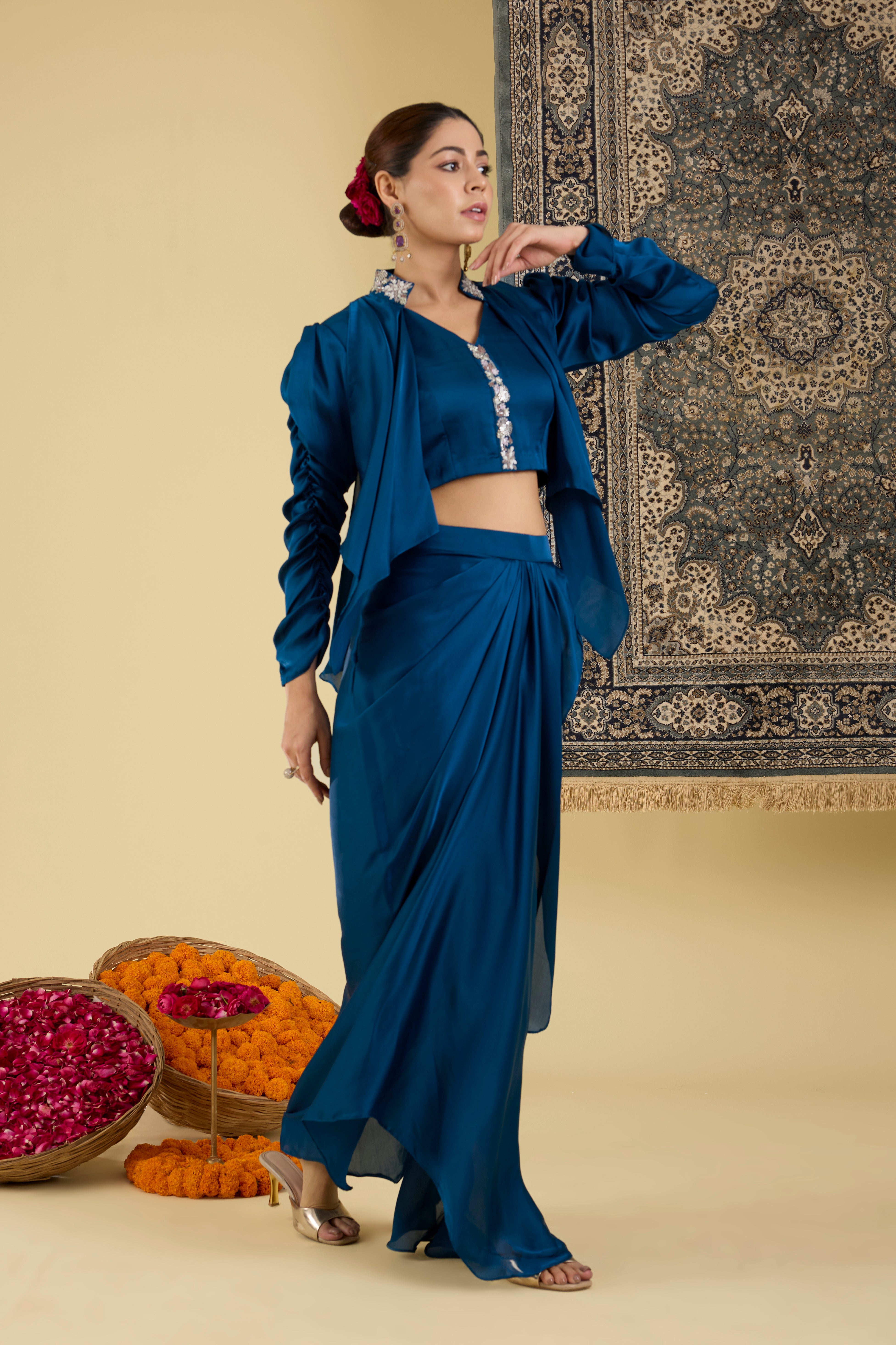 Midnight Blue Draped Fusion Set.