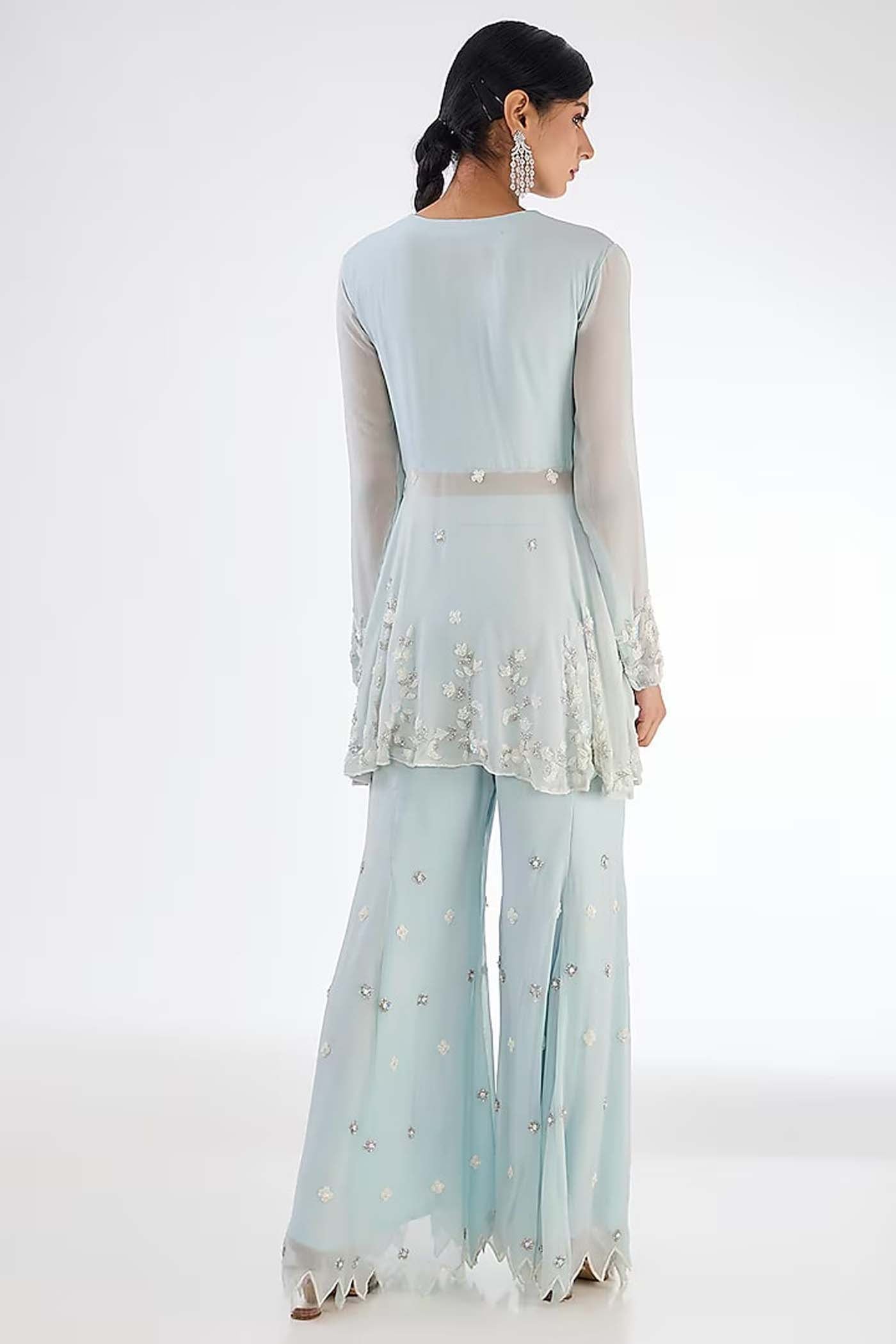 Sky Blue Sharara Suit Set