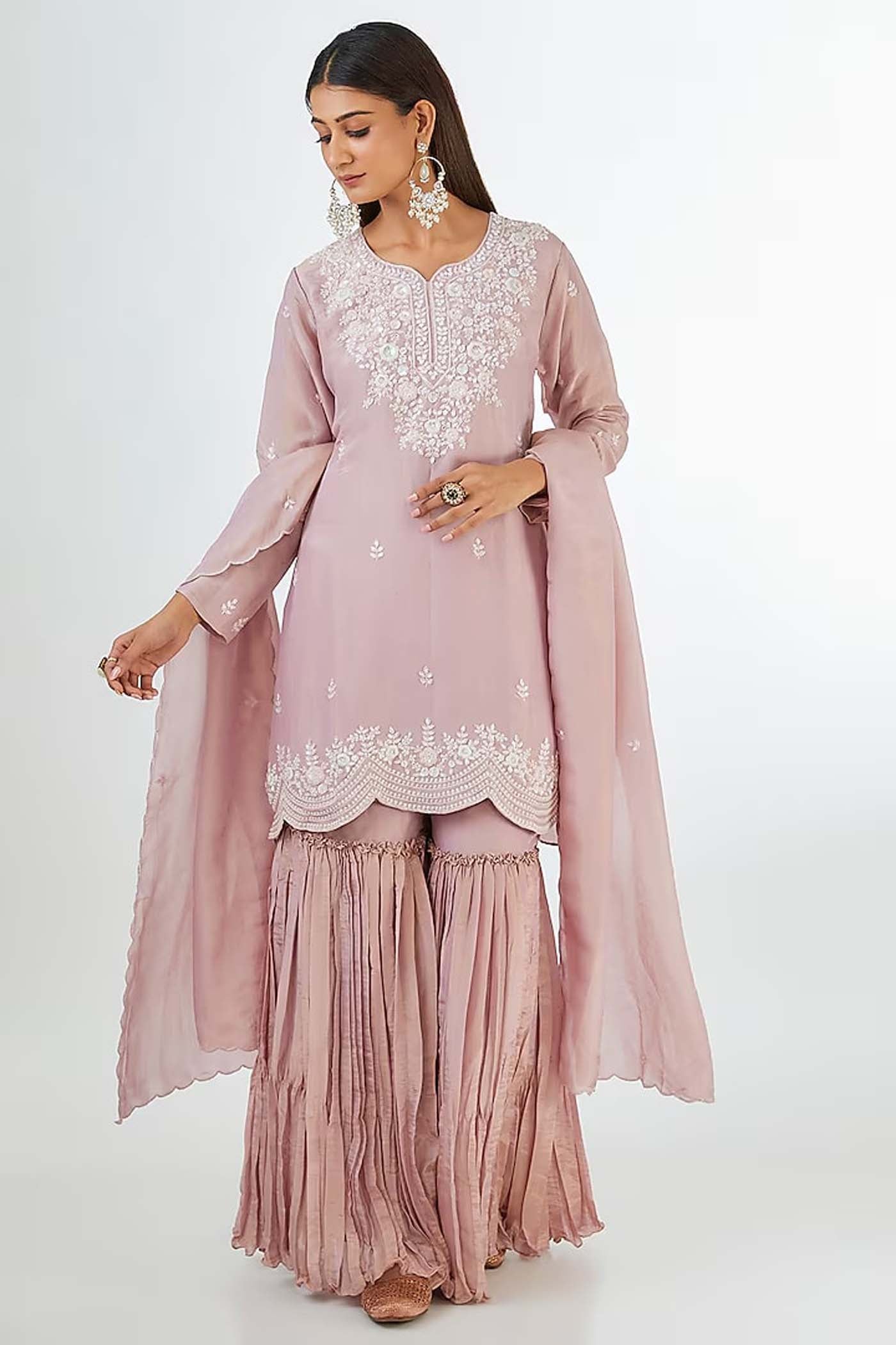 Light Dusty Pink Sharara Suit Set
