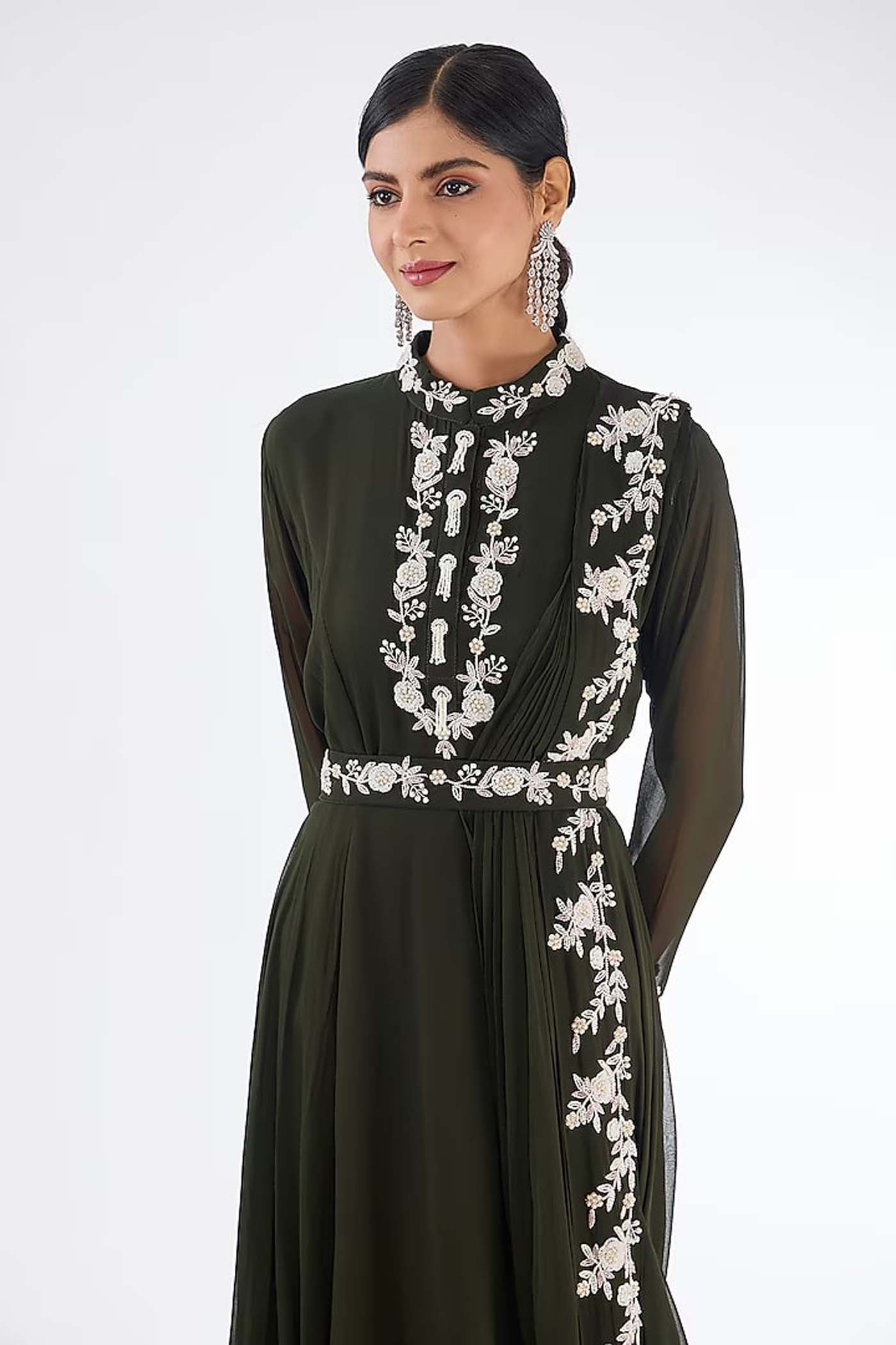 Mahandi Green Draped Drees