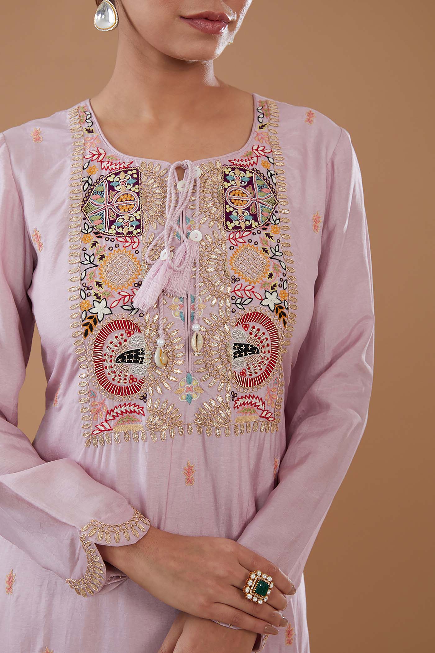Levender Straight Suit with Sharara and Dupatta