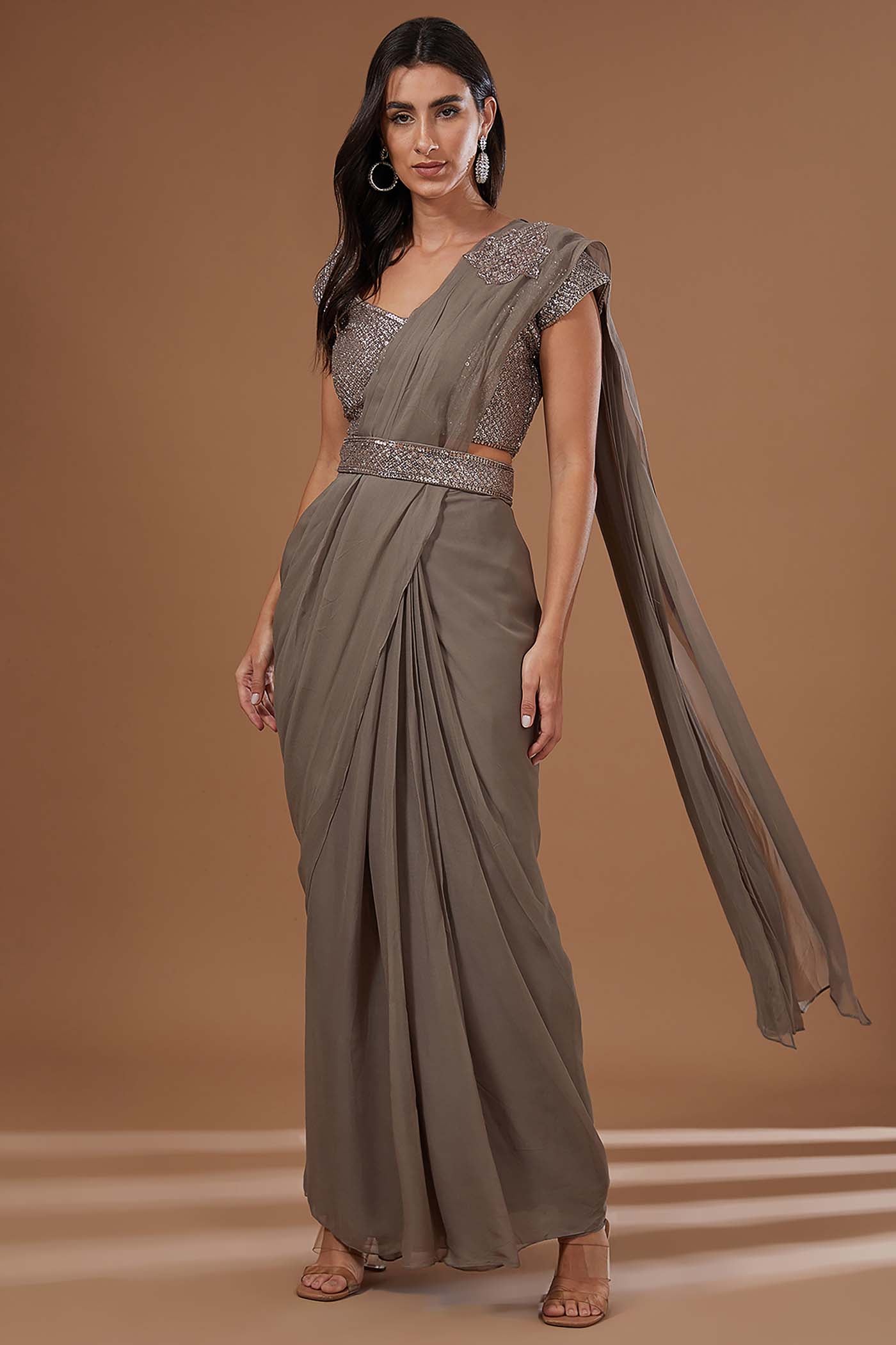 Mouse Draped Saree with Belt