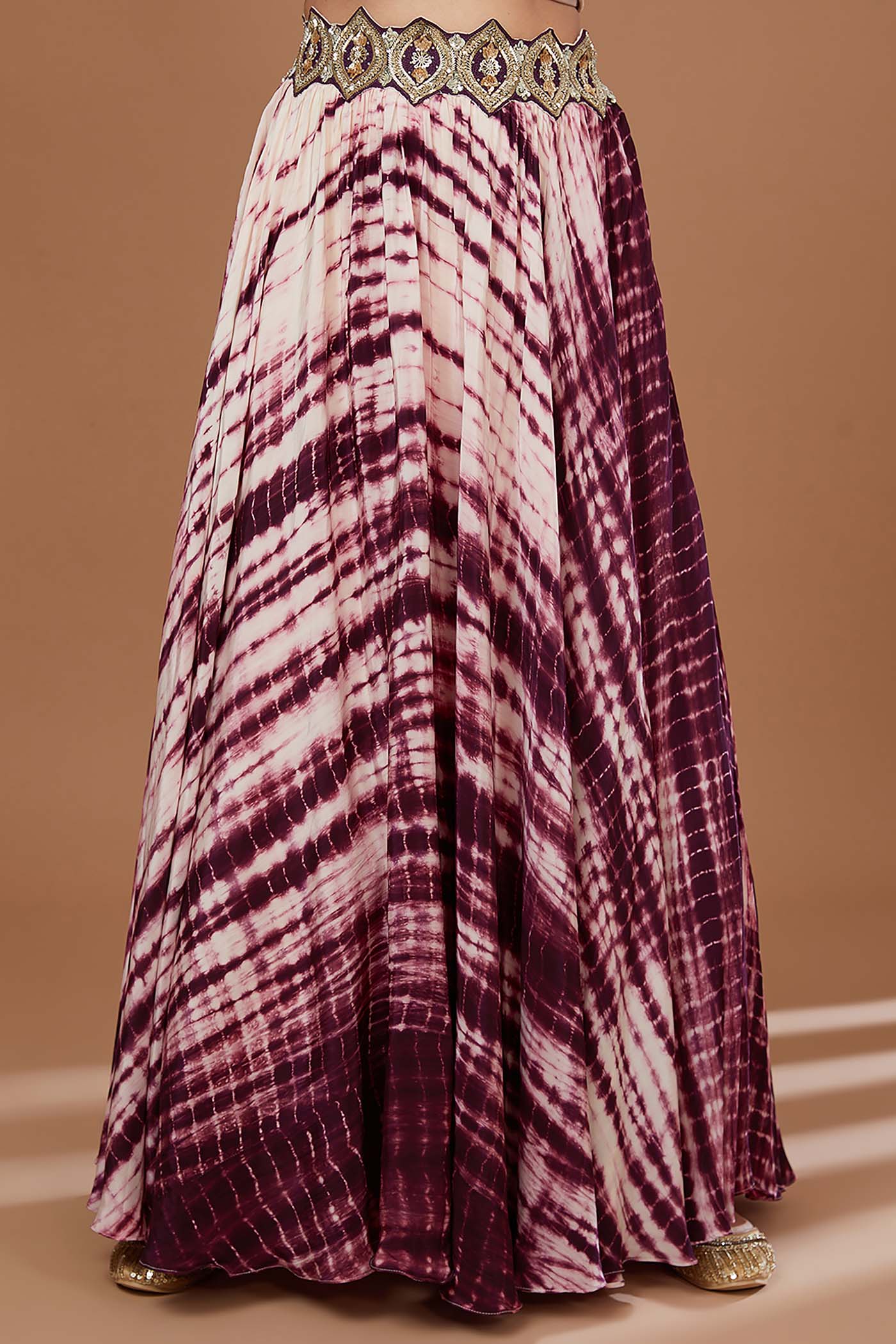 Wine Crop-top with Skirt Set