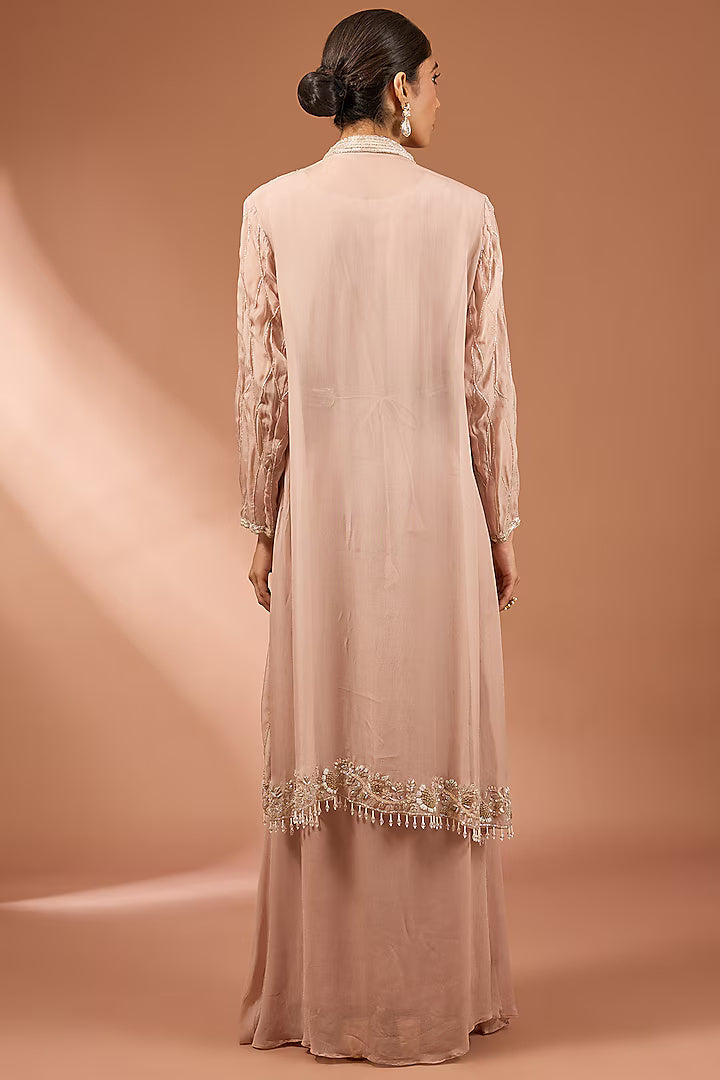 Mouse Georgette Sleeveless Gown With Jacket