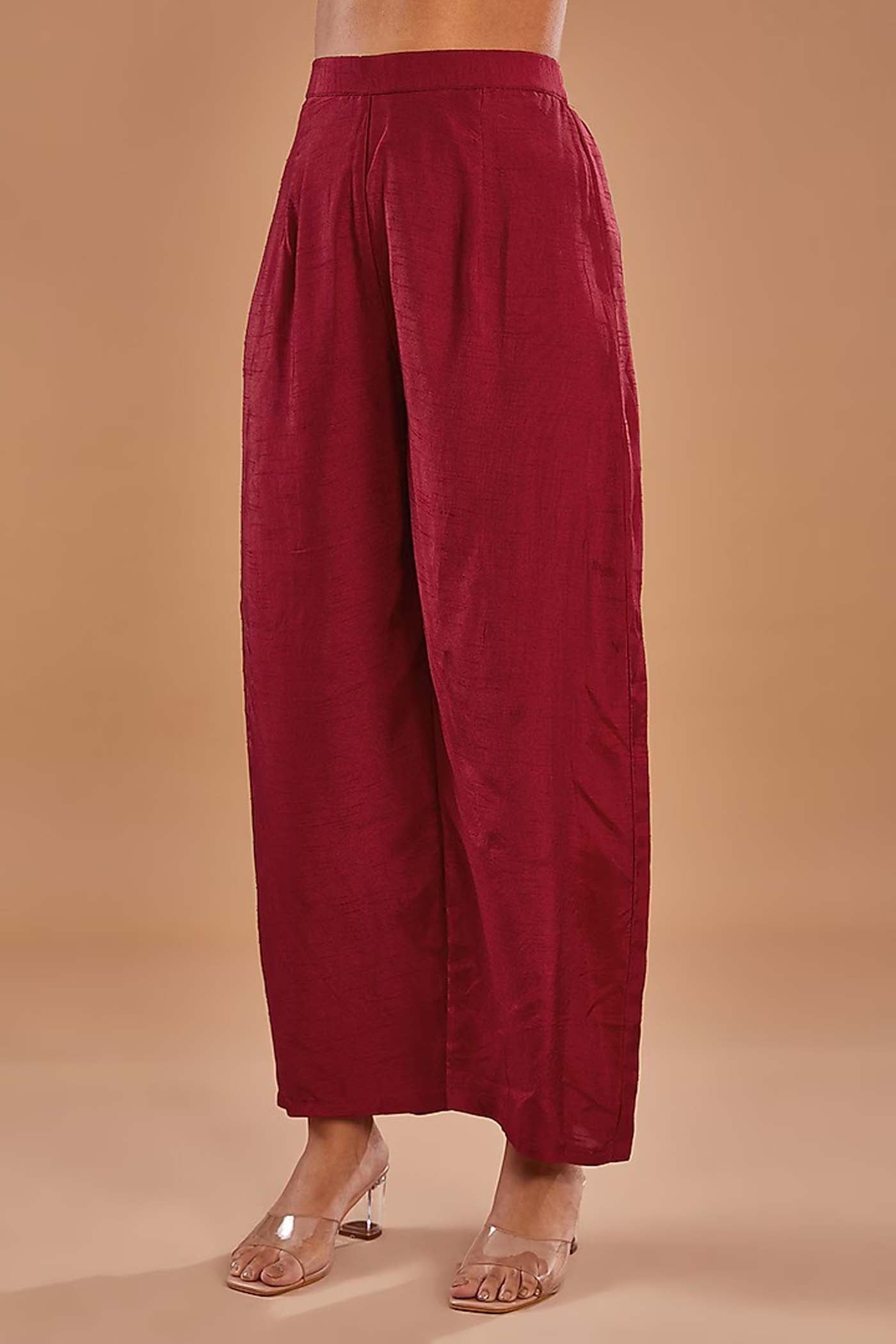 Maroon Zari Embroidered Shirt with Pants and Dupatta