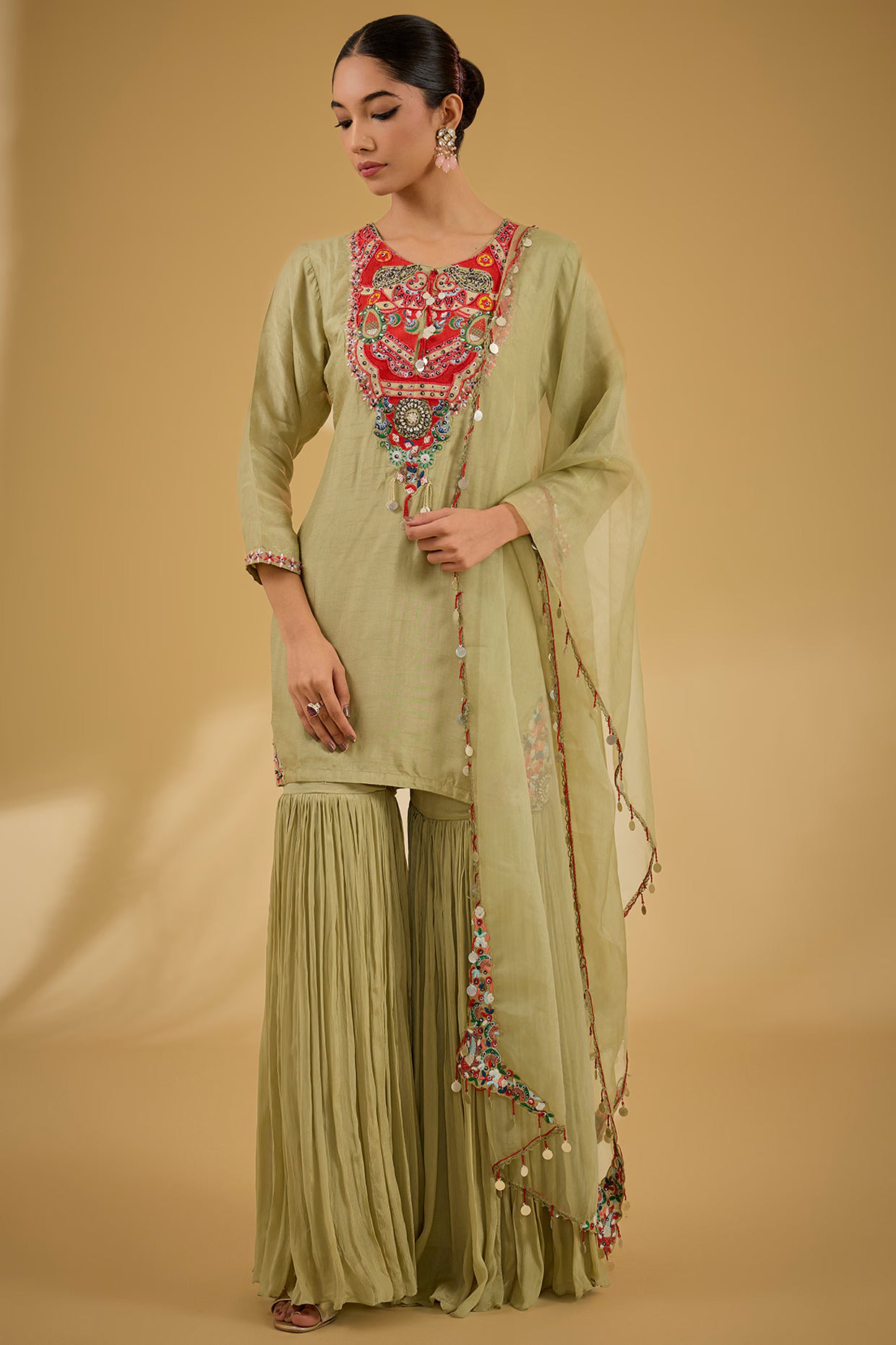 Sea Green Georgette Sharara Set