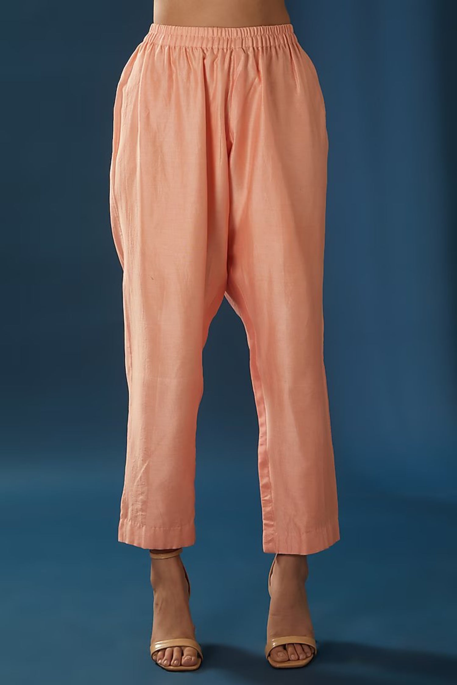 Cotton Chanderi Hand Embroidered Kurta With Pants And Organza Dupatta