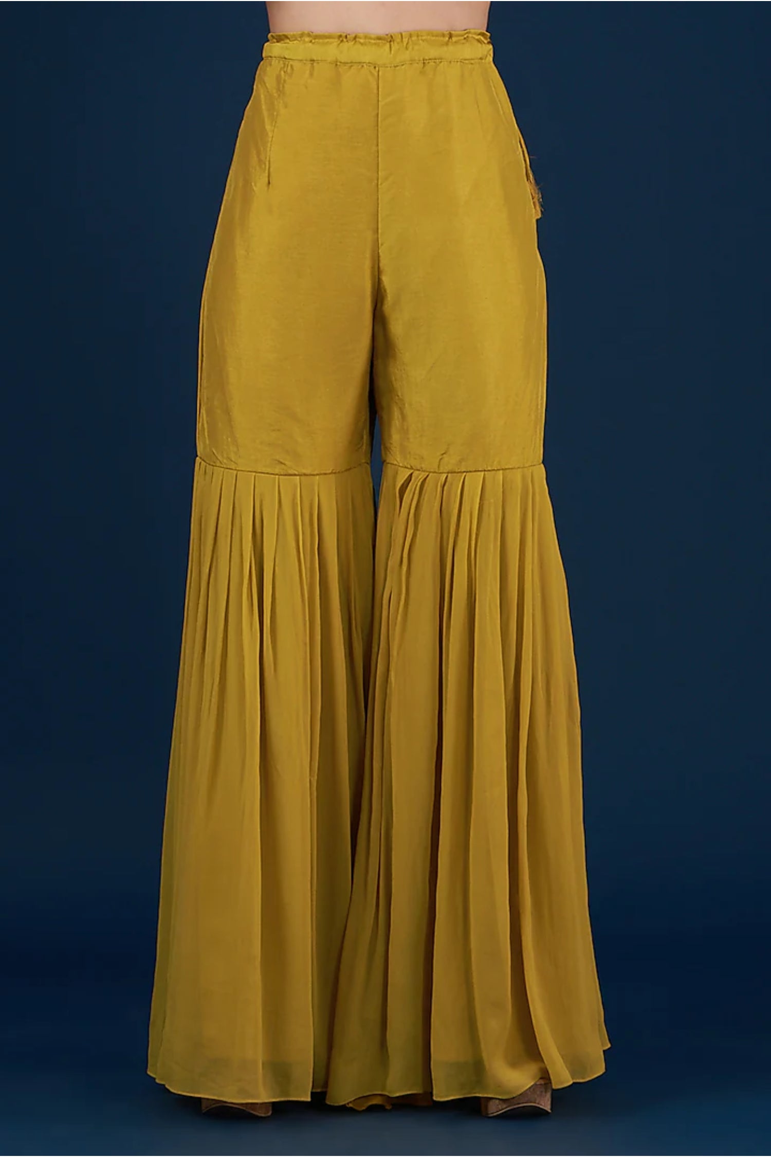 Mustard Yellow Peplum Angrakha With Sharara Set