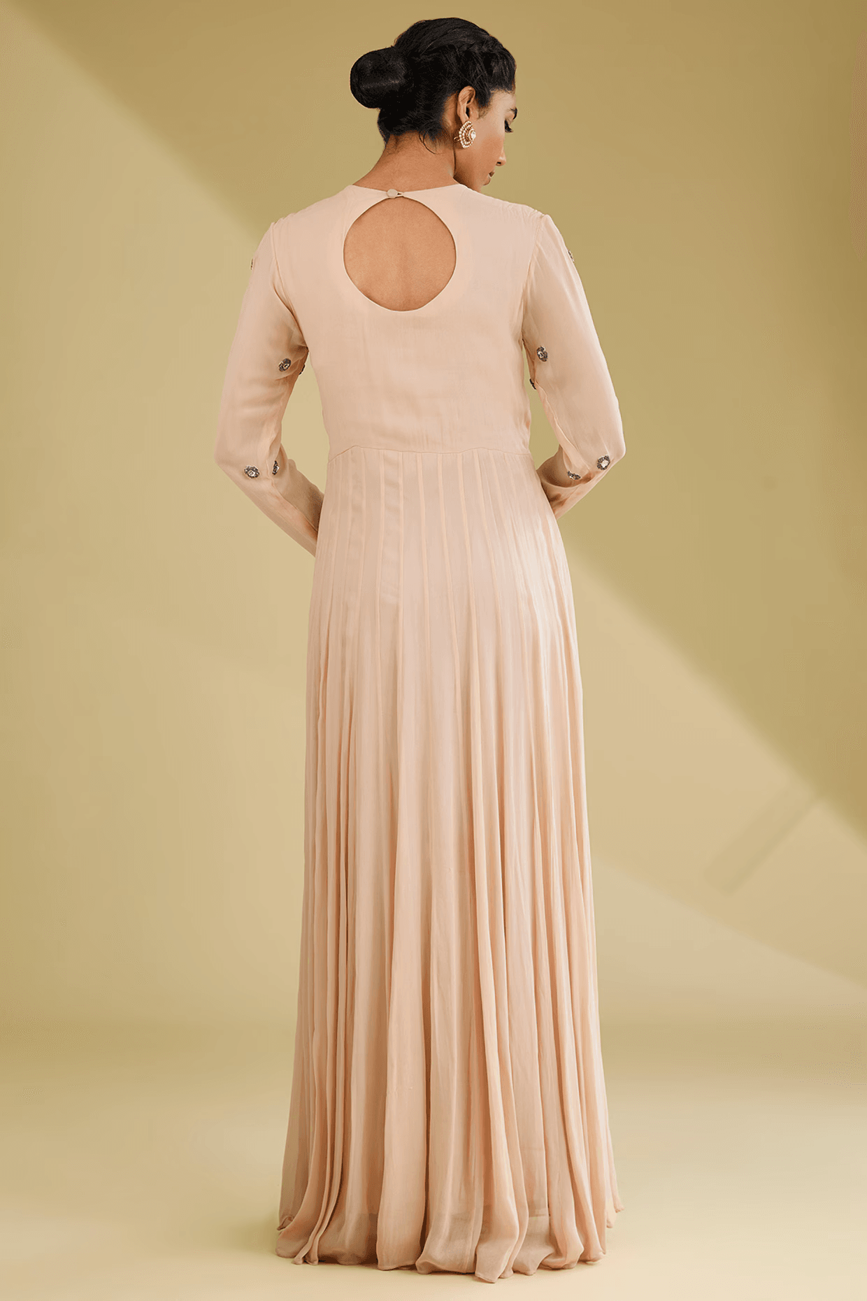 Beige Sequins Embroidered Anarkali Set