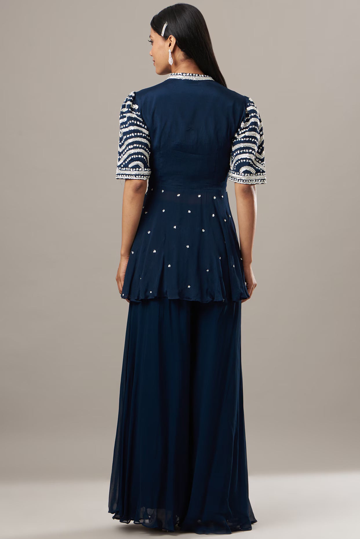 Blue Angrakha Top Sharara Set