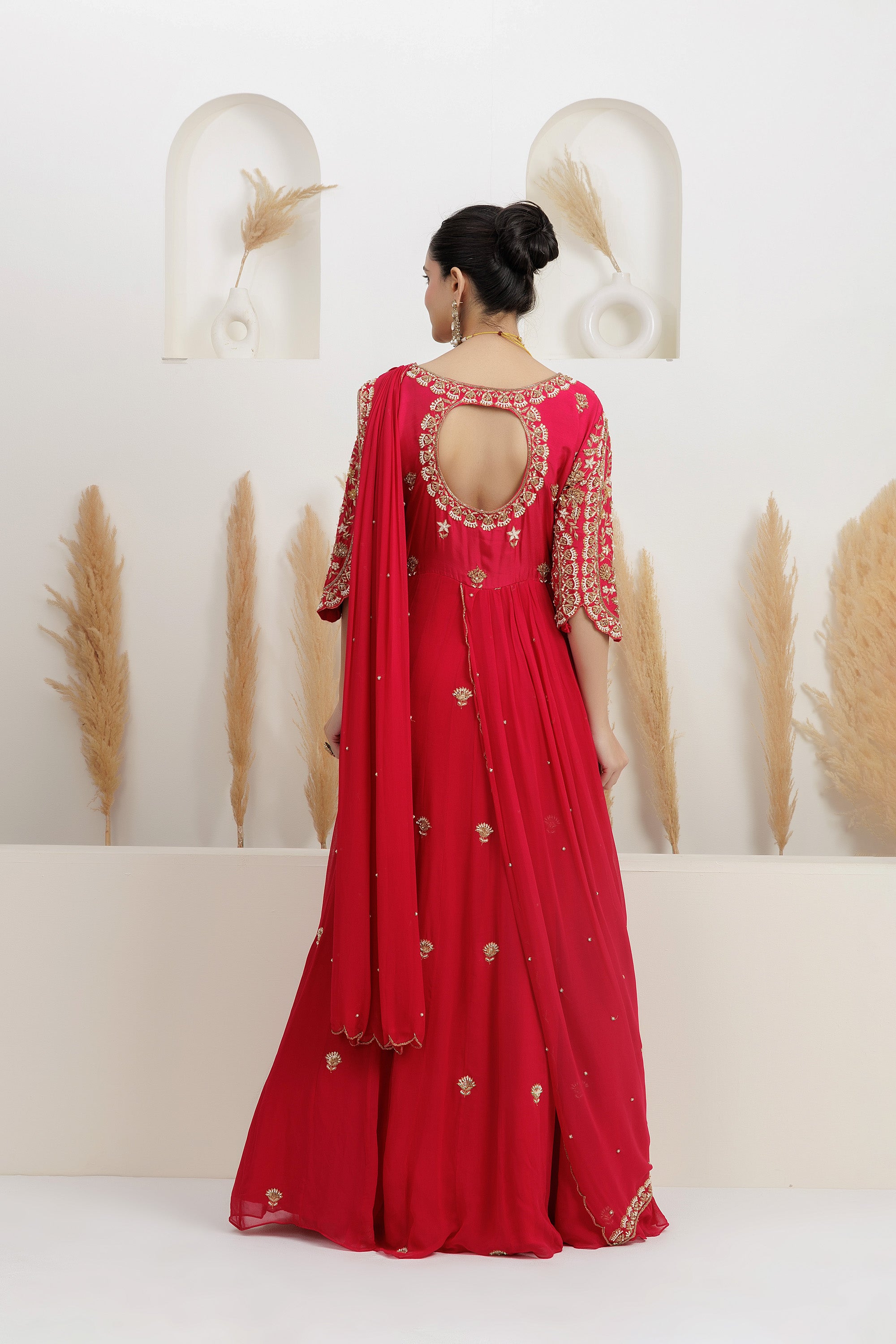Sequins Embroidered Draped Gown Saree